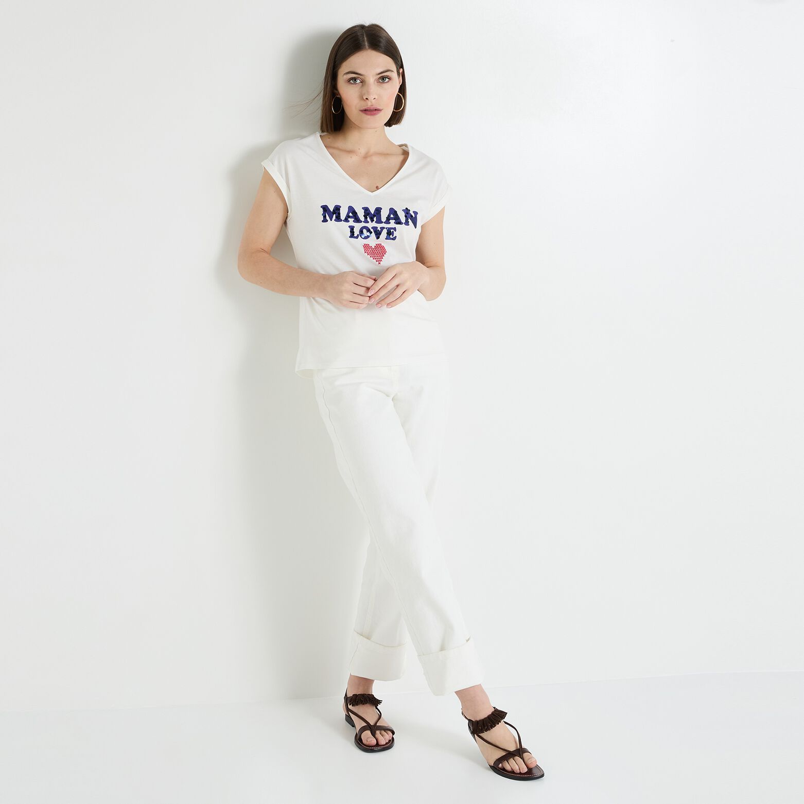 T-shirt col V femme