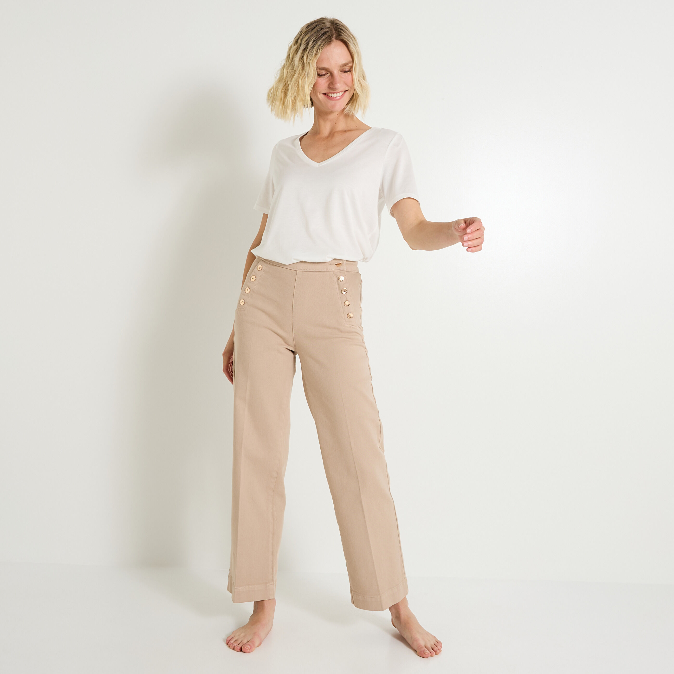 Jean flare raccourci POMPON F02 femme