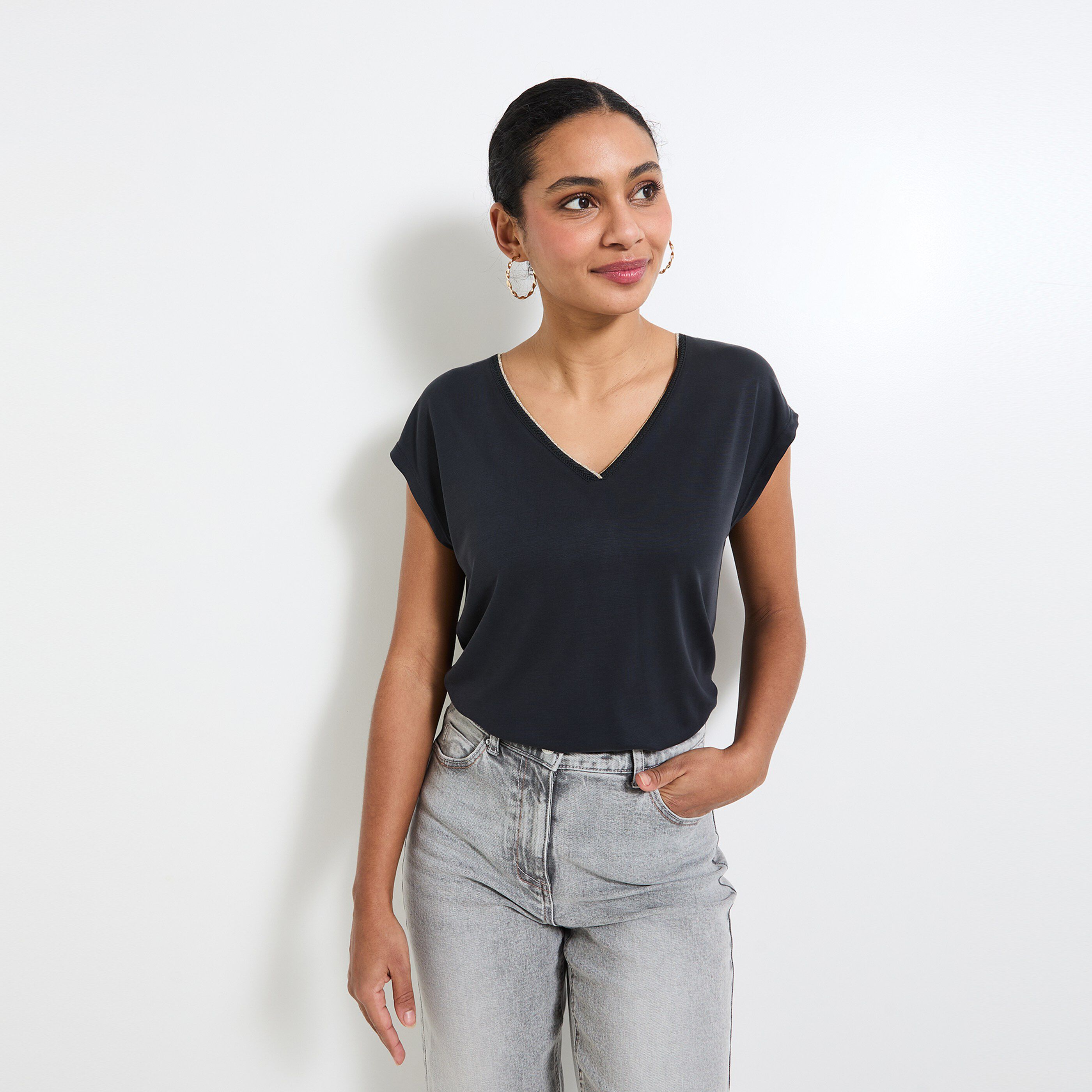 T-shirt col V femme