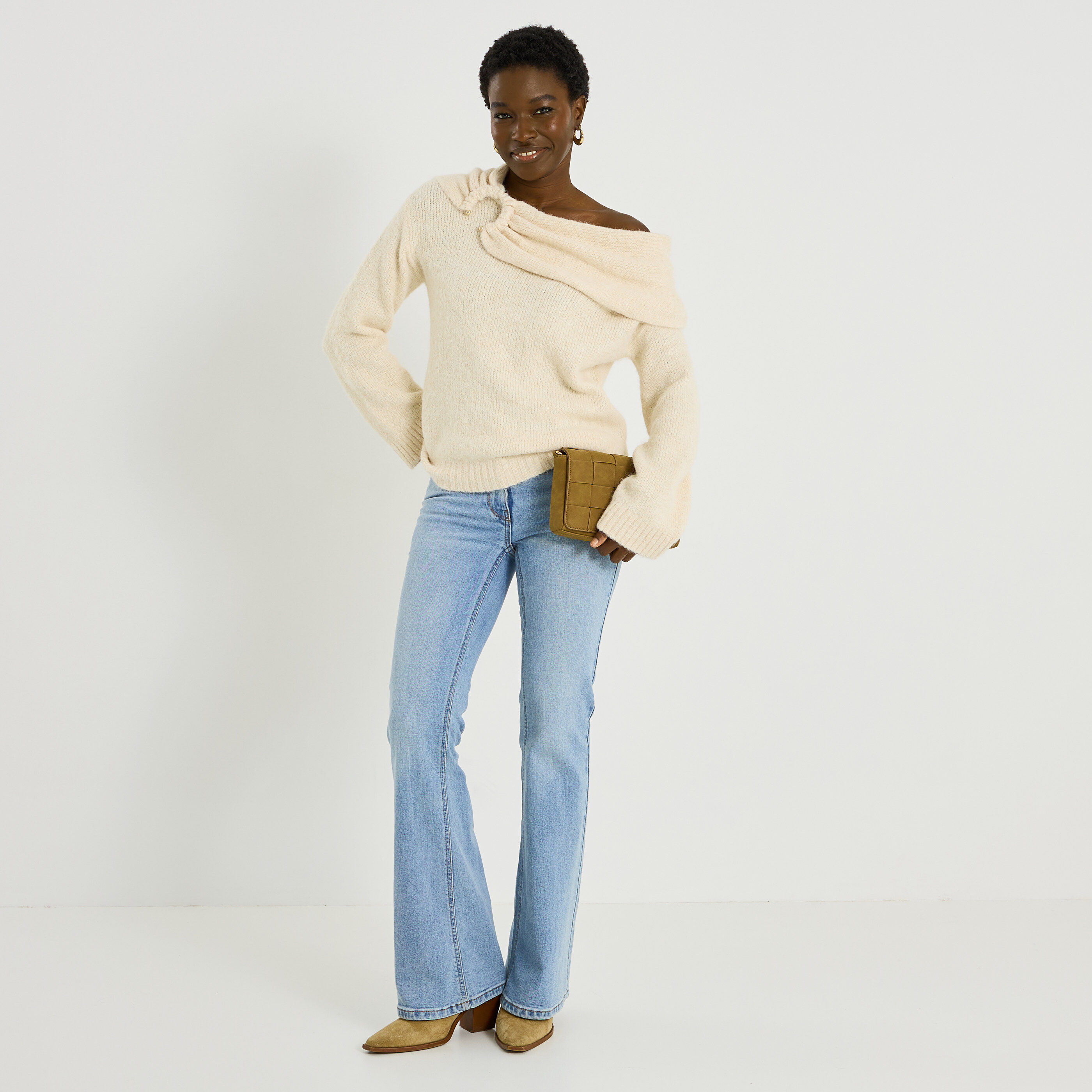 Pull col bardot femme