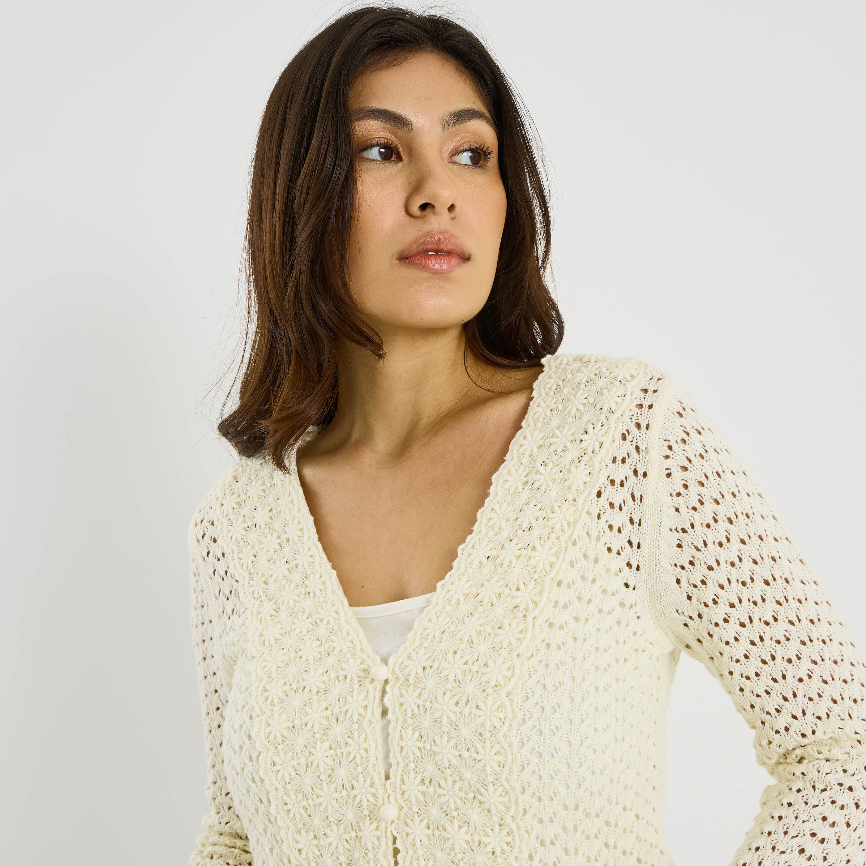 Pull col ajour&eacute; femme