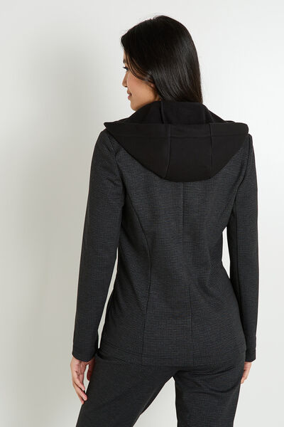 Blazer en maille capuche amovible femme