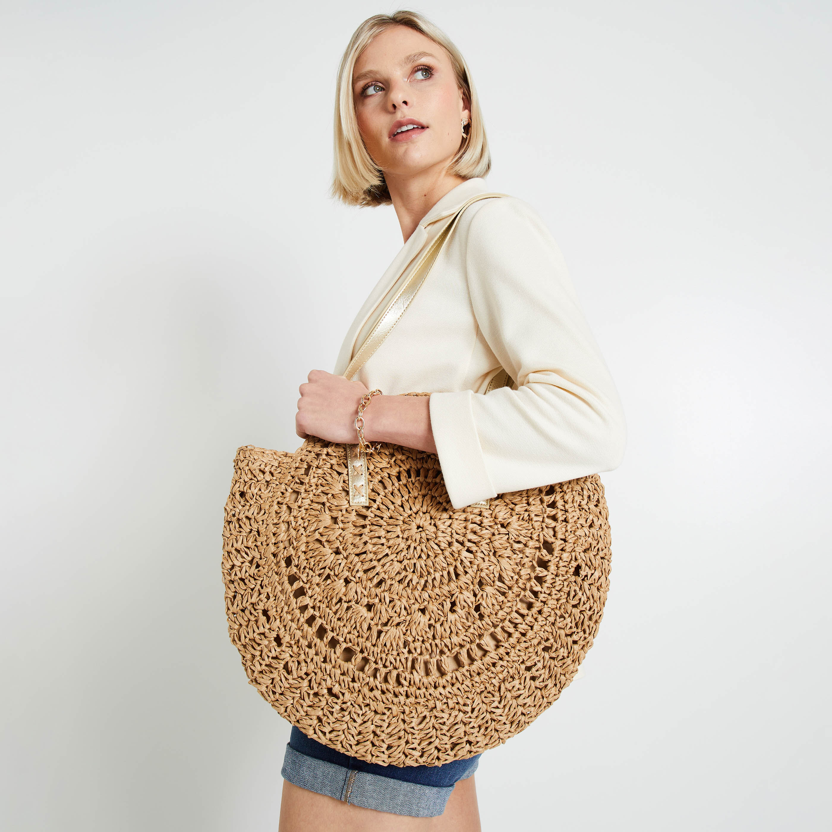 Sac rond en paille cheap