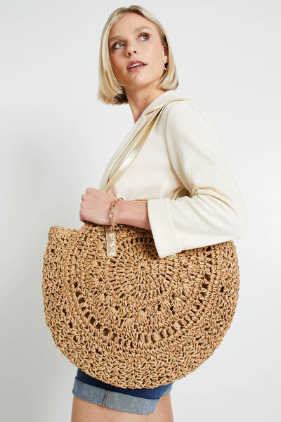 Sac rond paille femme