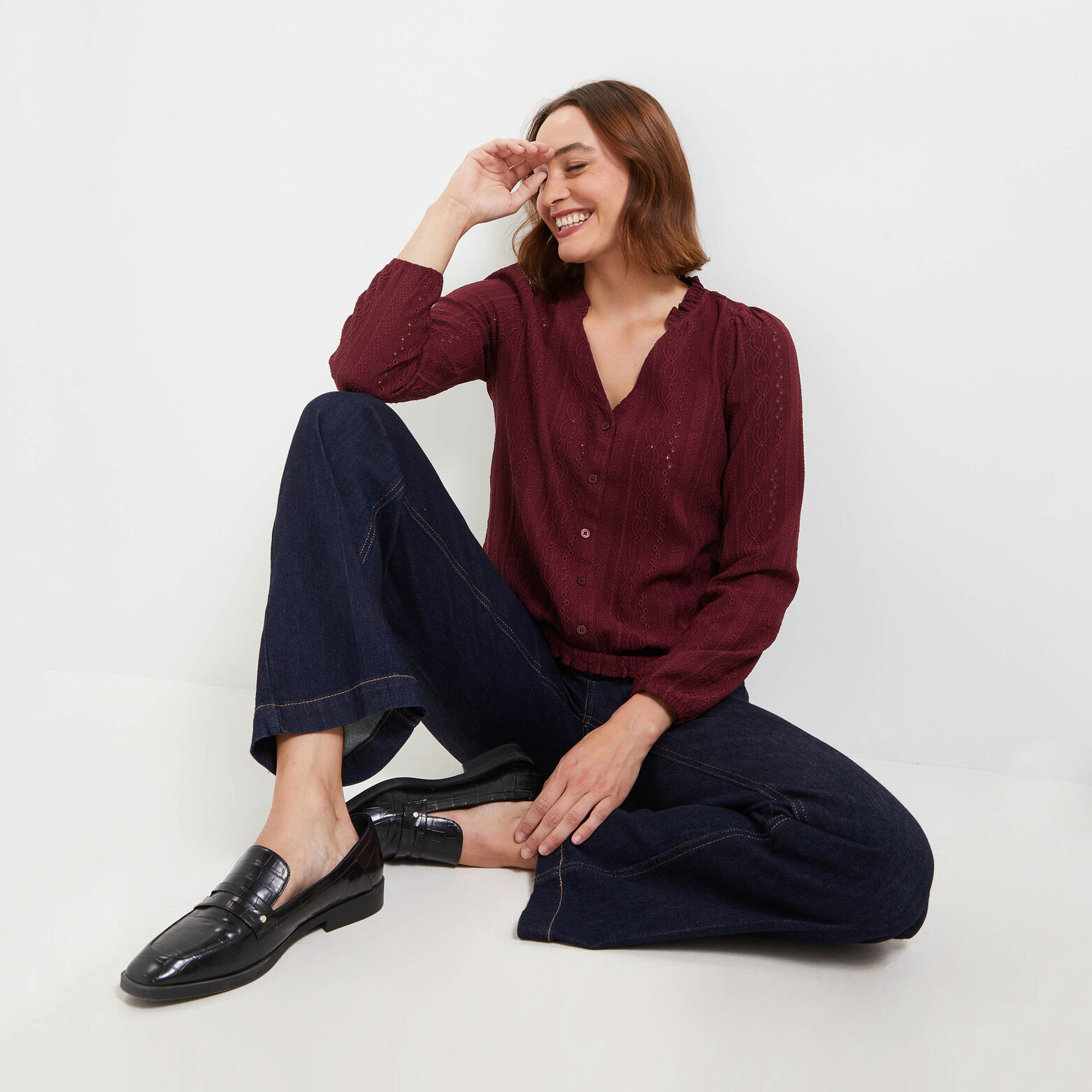 T-shirt col victorien femme