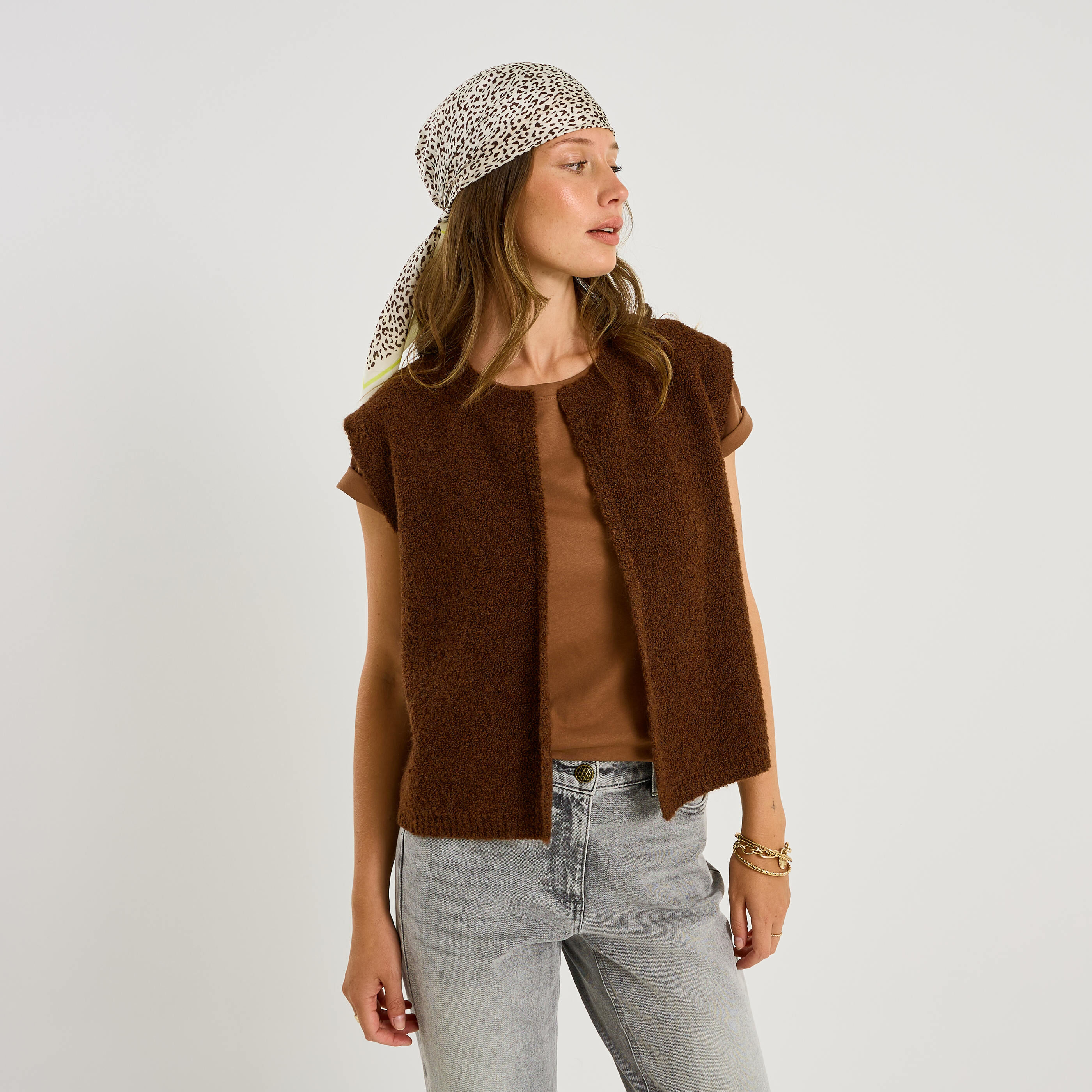 Gilet uni sans manches femme