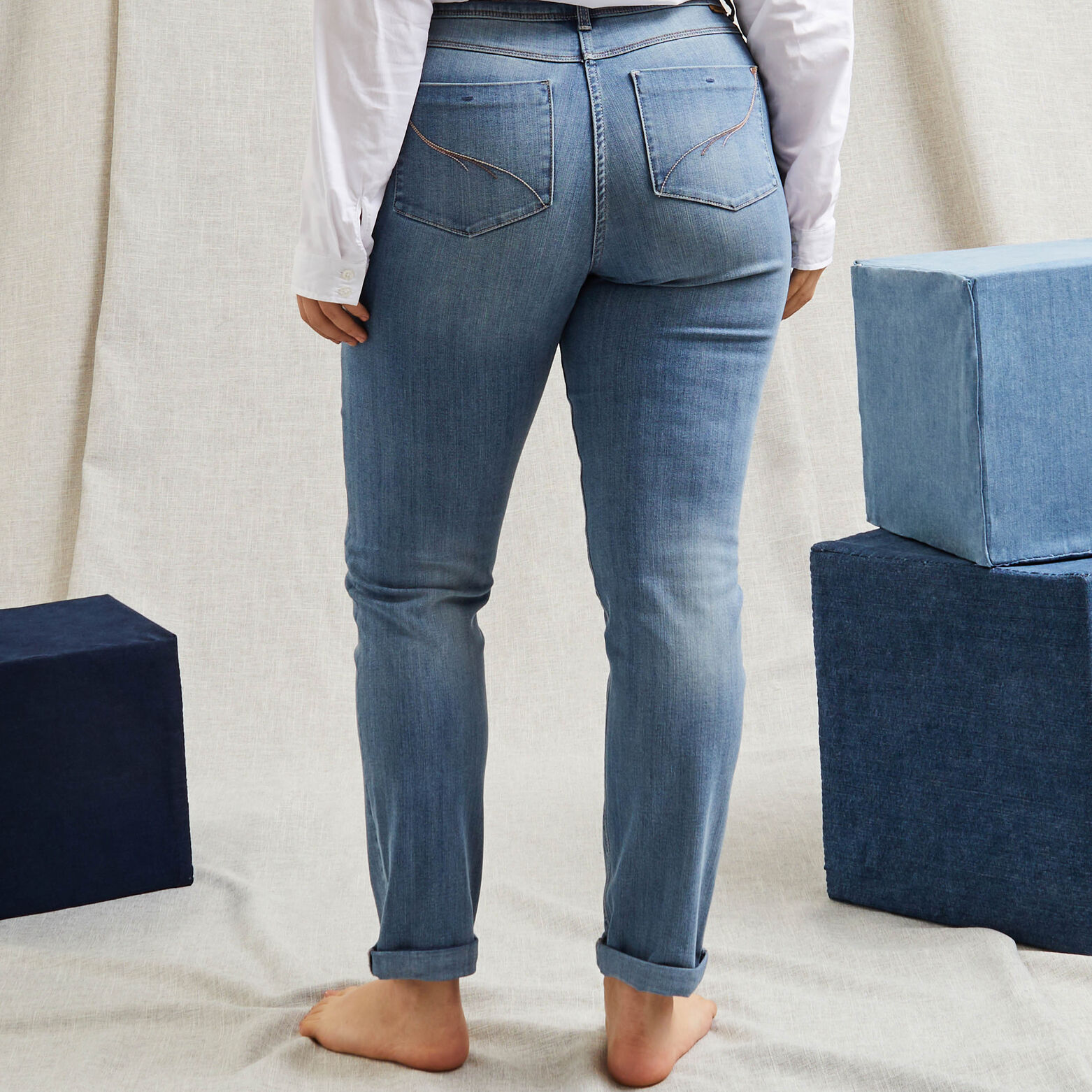 Jean raccourci taille haute HANOI femme