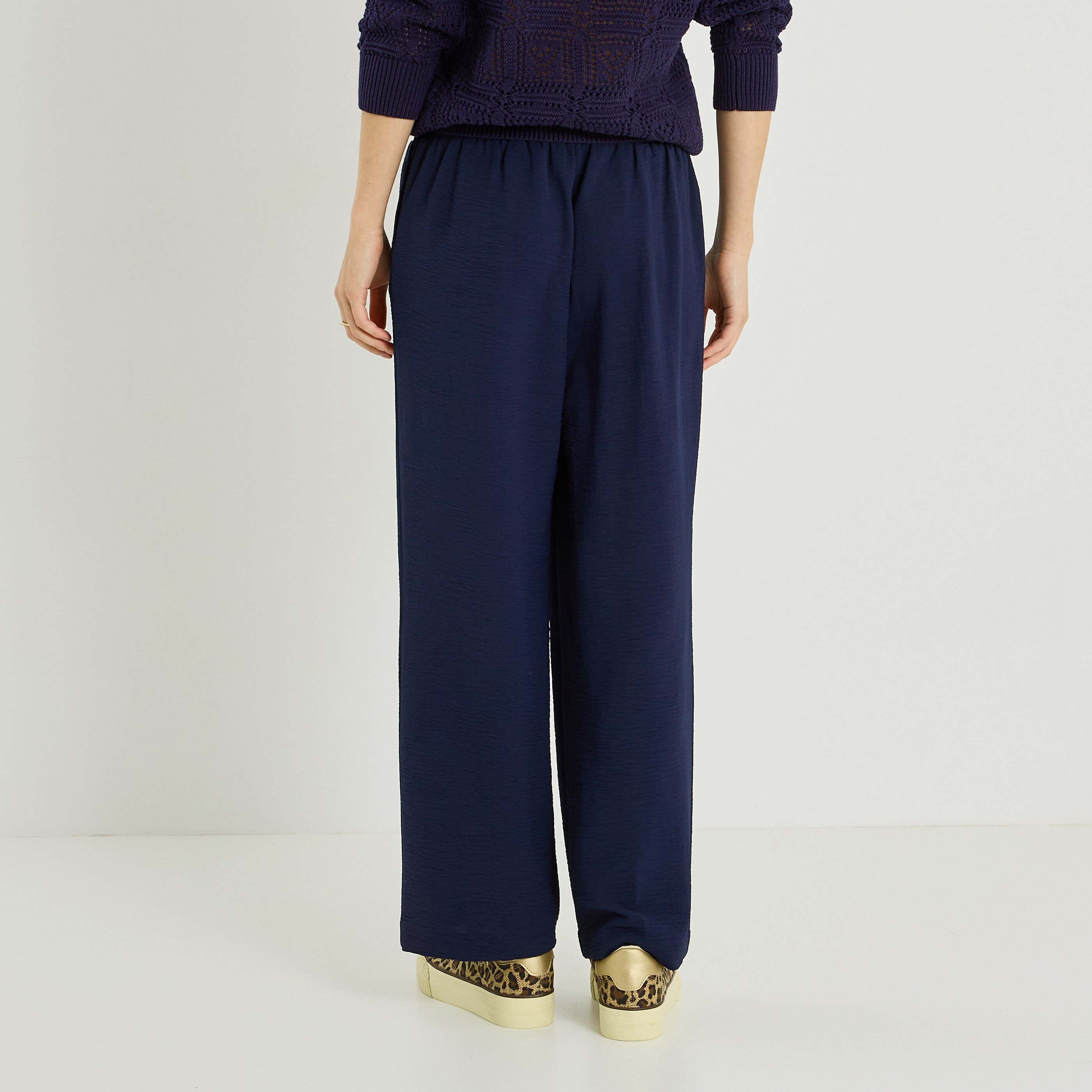 Pantalon fluide taille &eacute;lastiqu&eacute;e femme