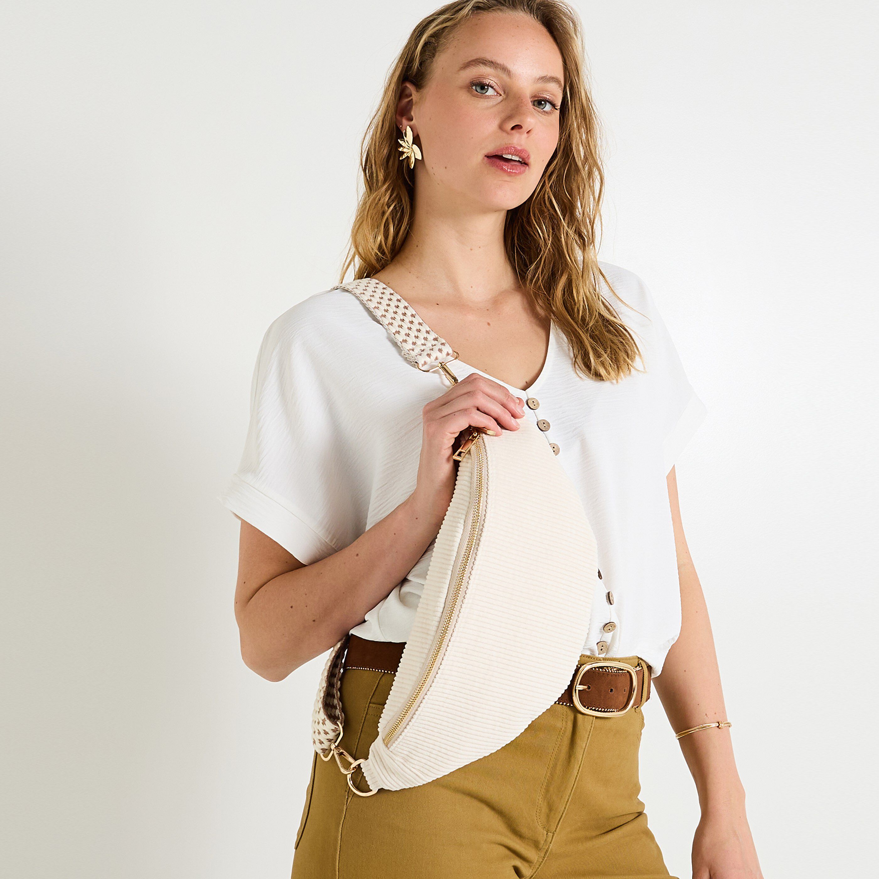 Sac banane en velours femme