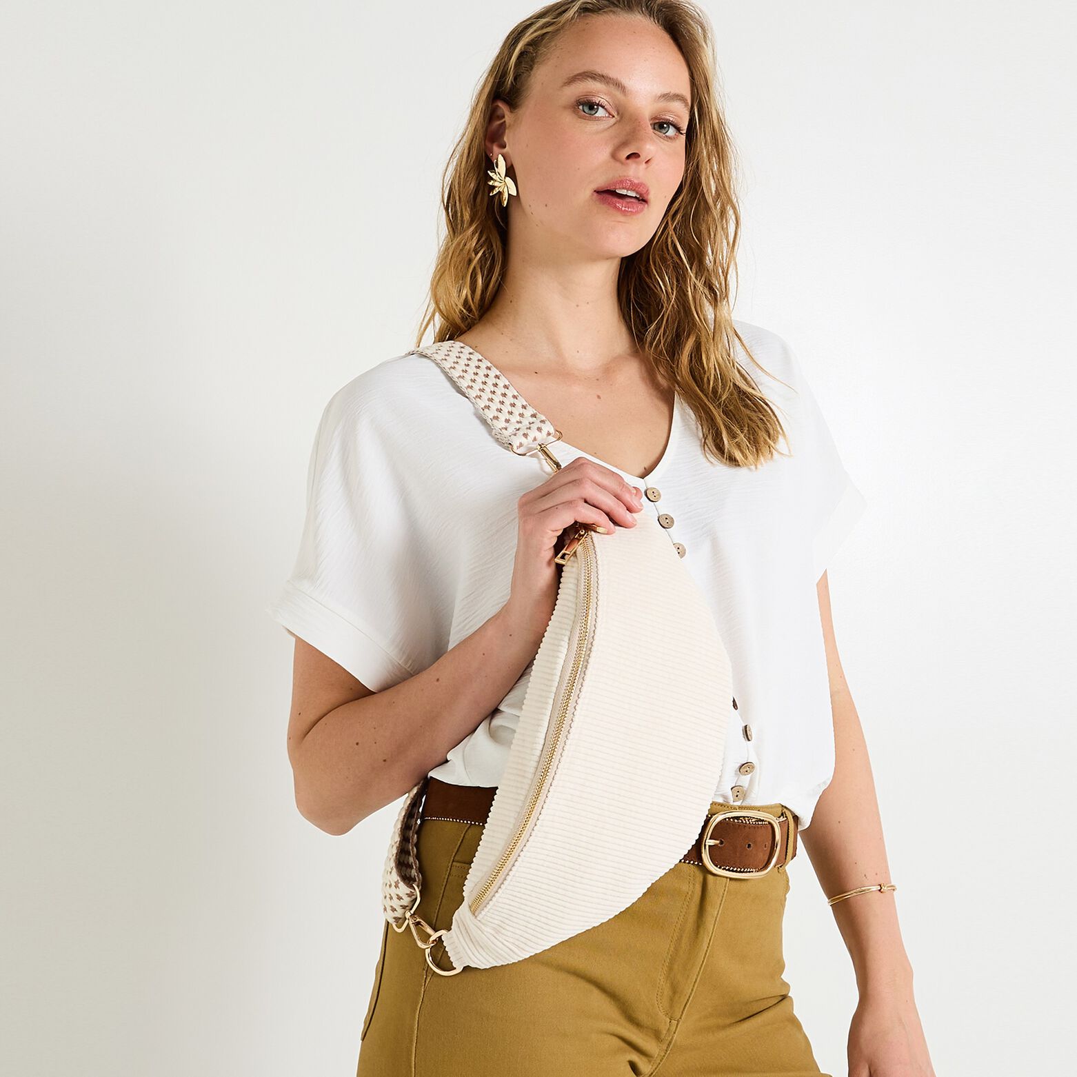 Sac banane en velours femme