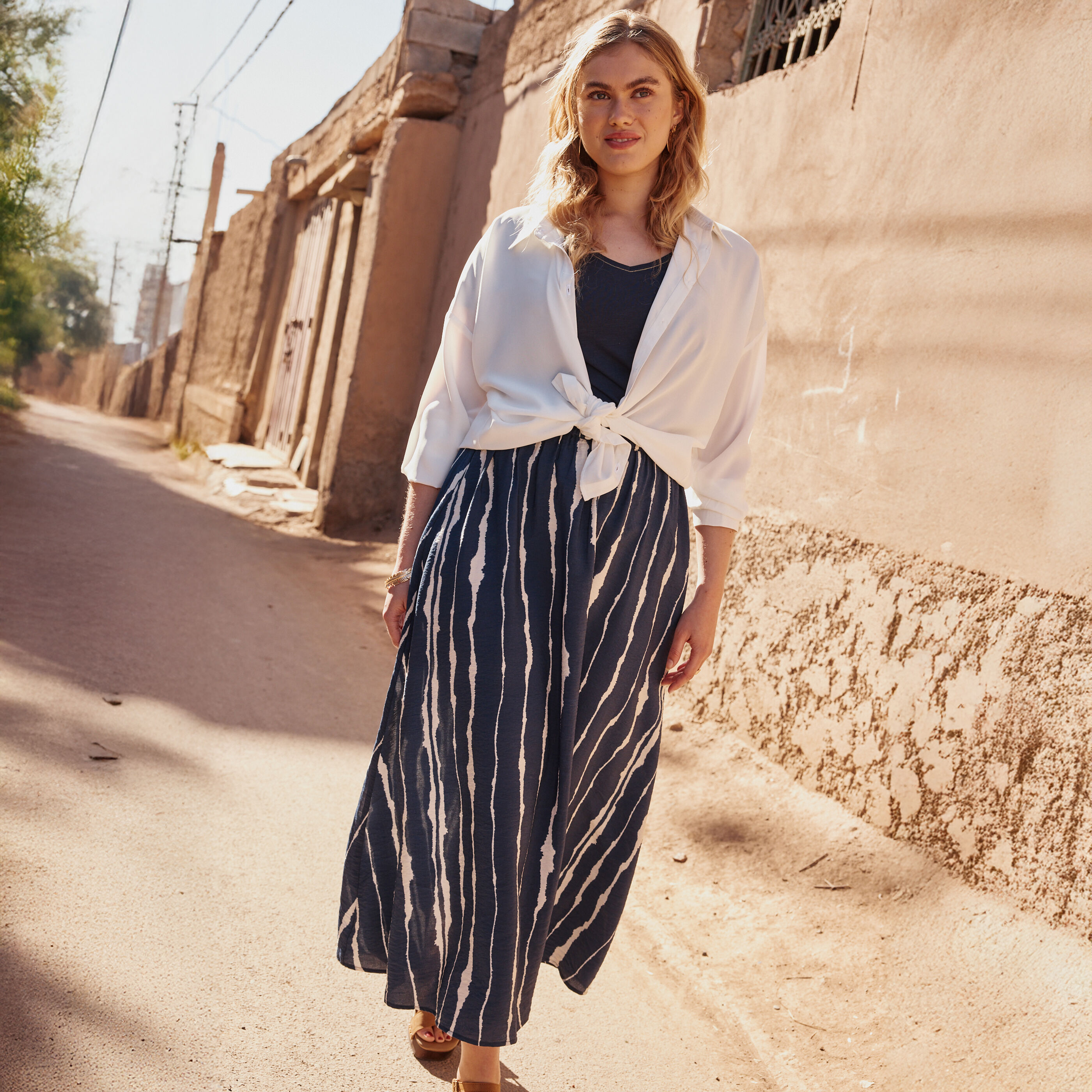 Jupe longue imprim&eacute;e femme