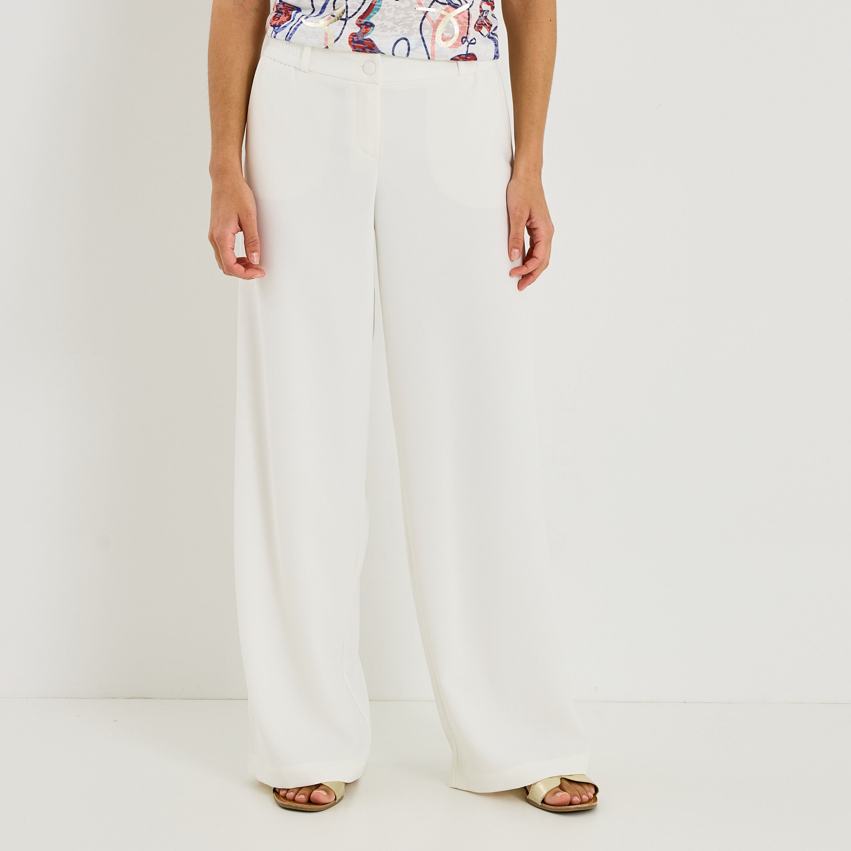 Pantalon fluide taille &eacute;lastiqu&eacute;e femme