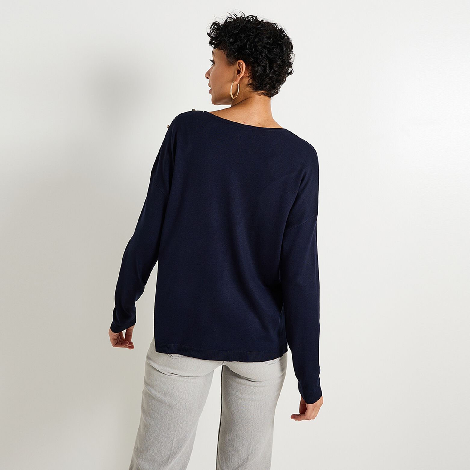 Pull col V femme