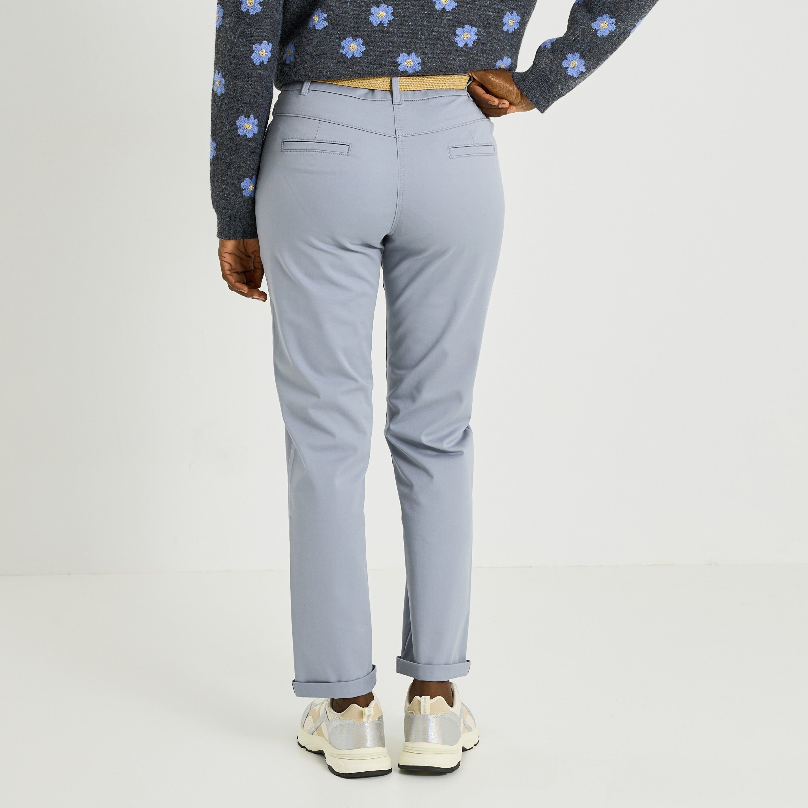 Pantalon chino uni femme