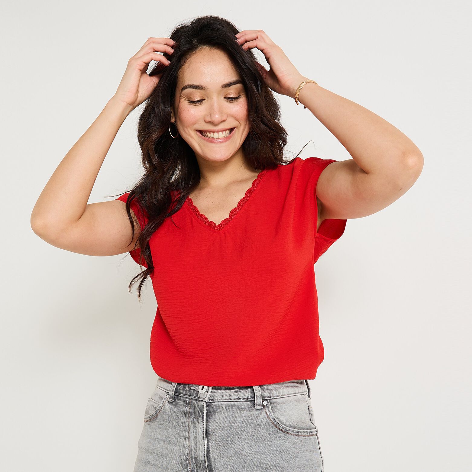 Blouse col V femme