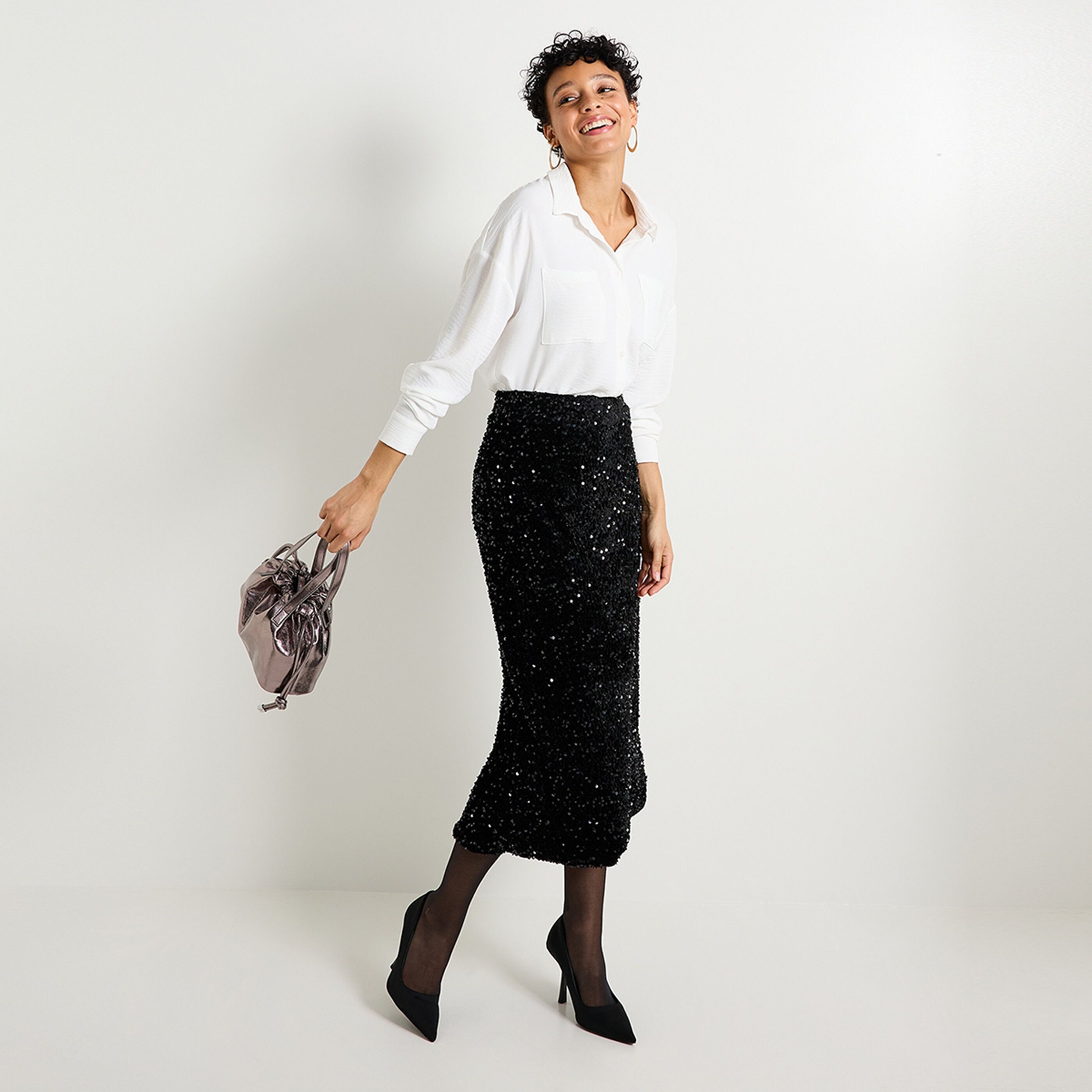 Jupe velours sequins femme