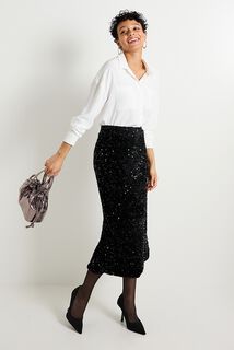 Jupe velours sequins femme