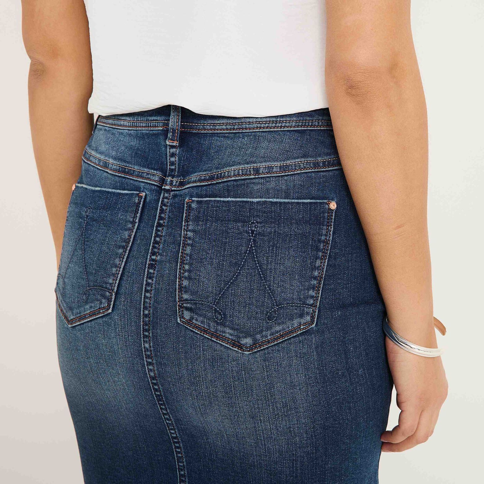 Jupe droite en denim femme