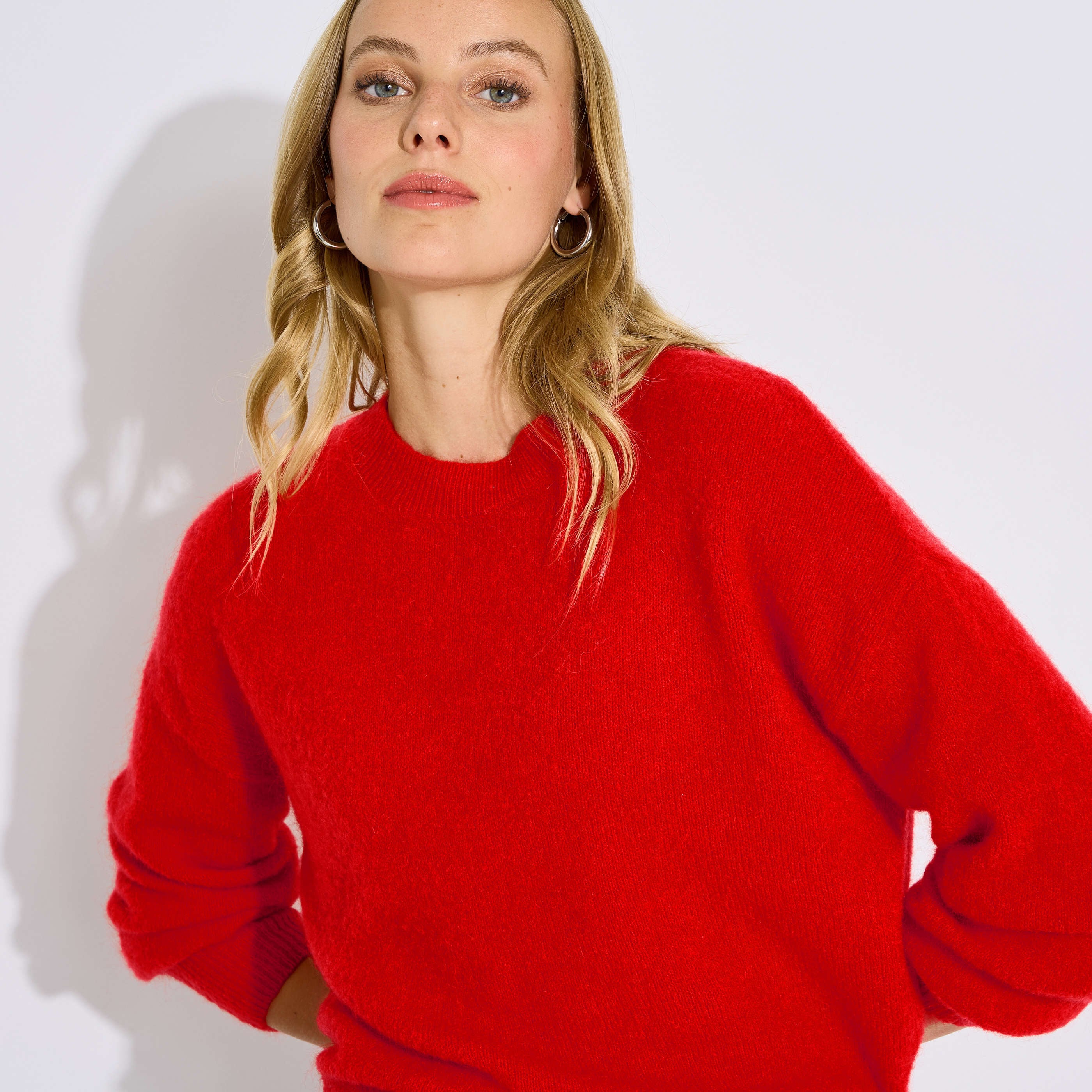 Pull col rond maille moelleuse femme