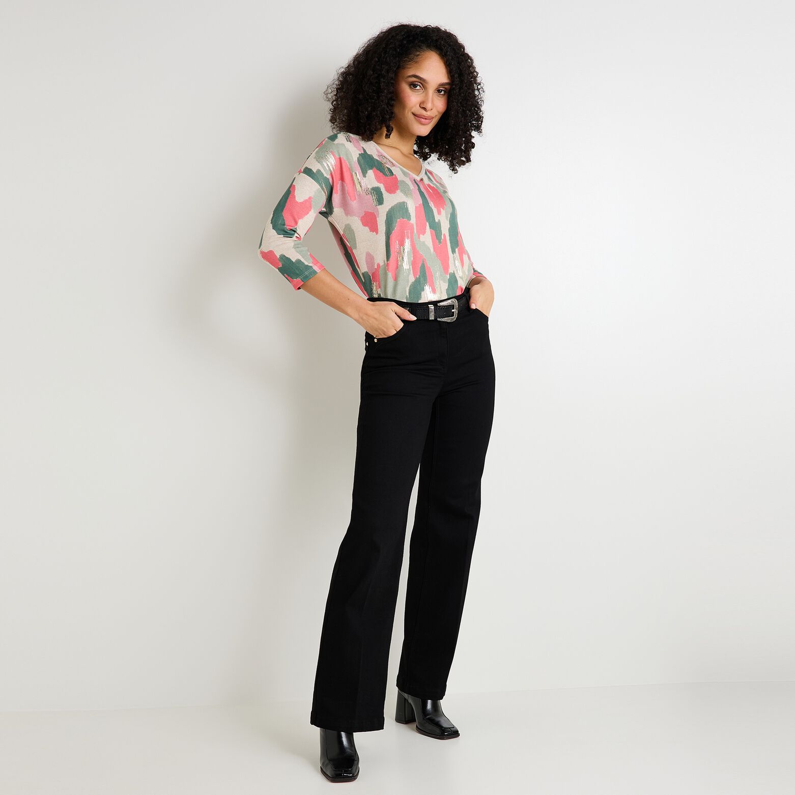 T-shirt col V femme