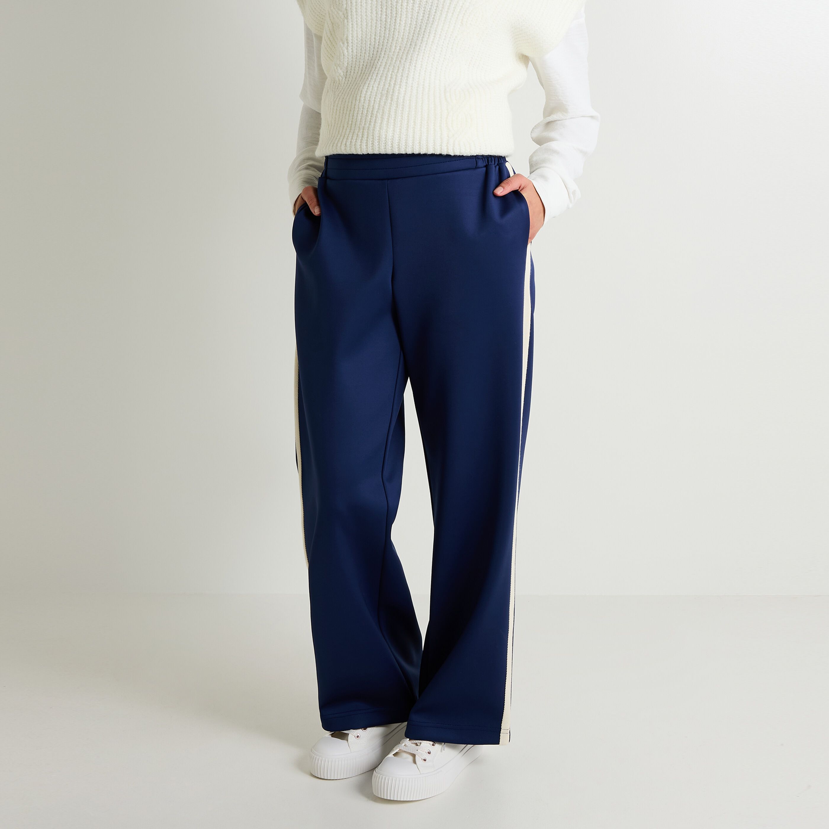 Pantalon large en maille femme