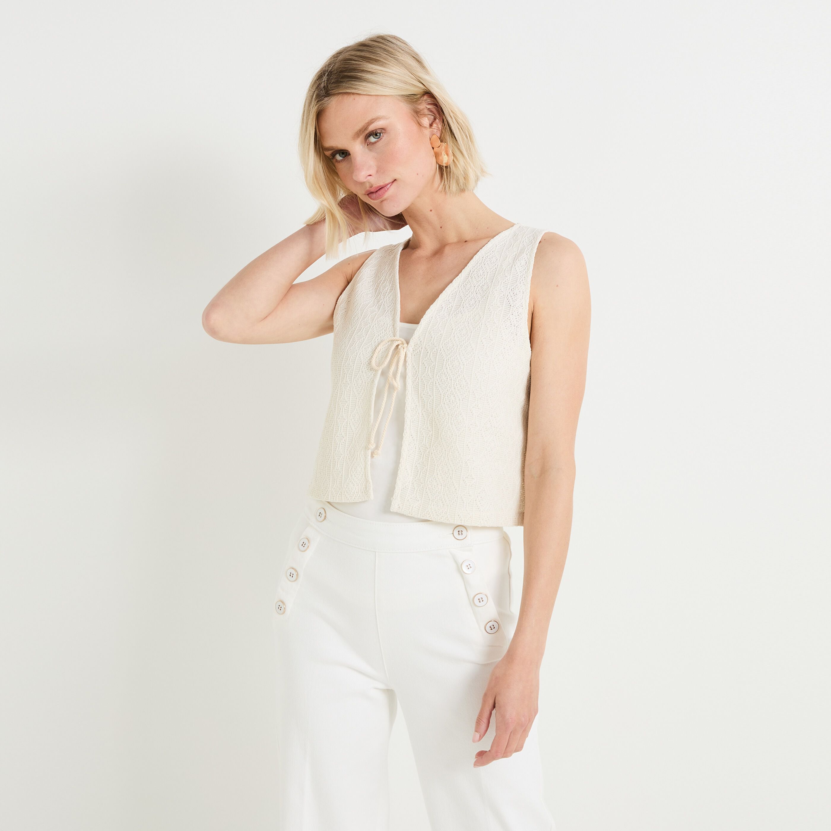 Gilet sans manches femme ECRU Graindemalice