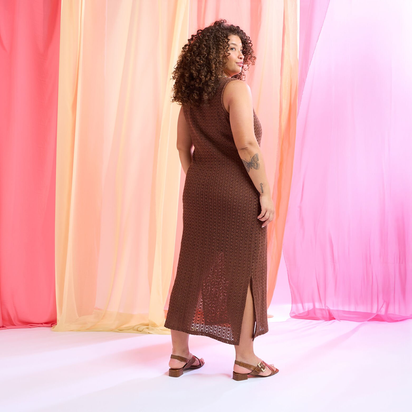 Robe longue en crochet femme