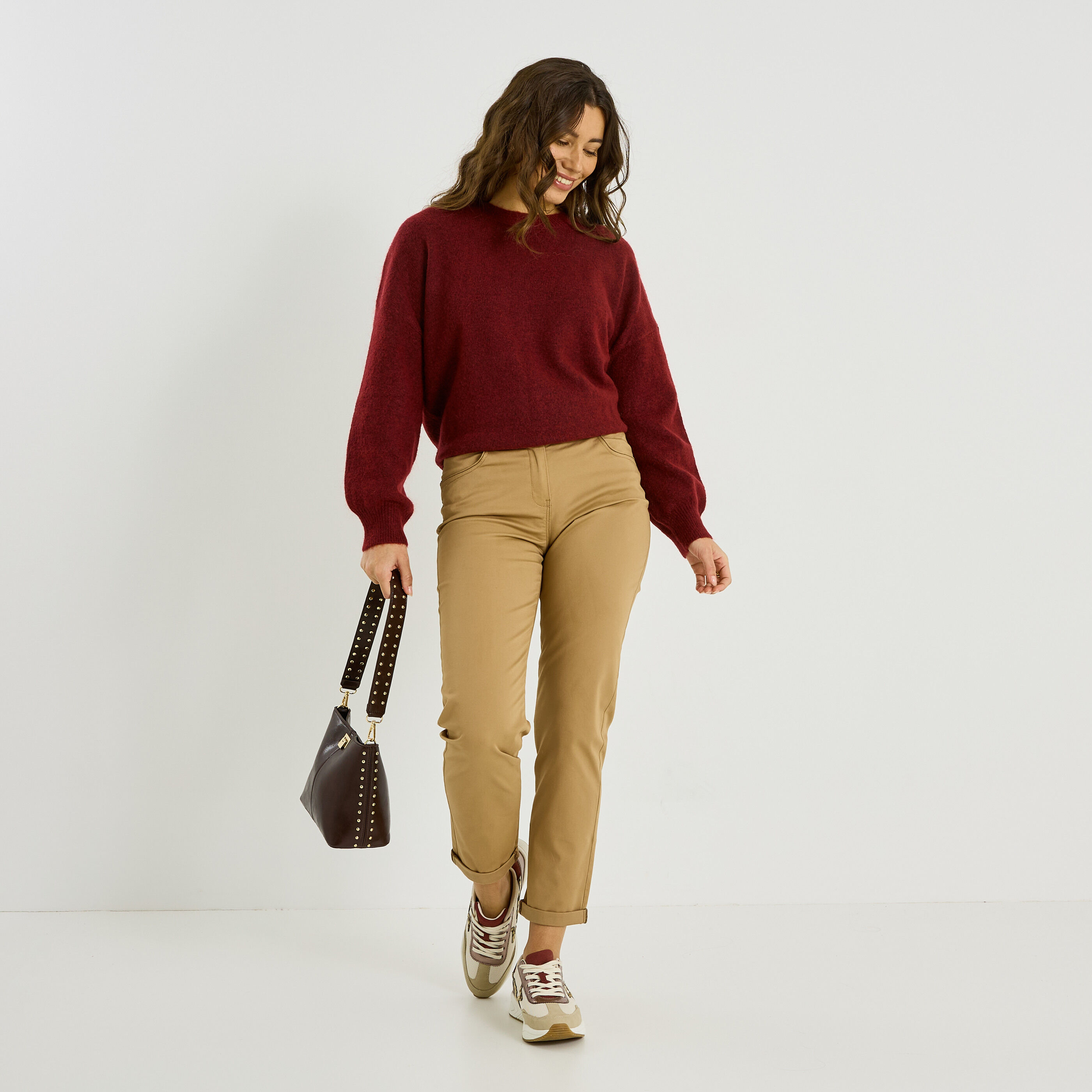 Pantalon chino uni femme