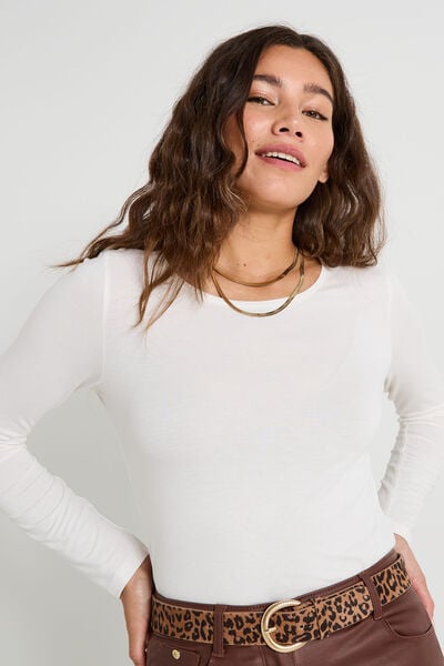 T-shirt uni à col rond femme
