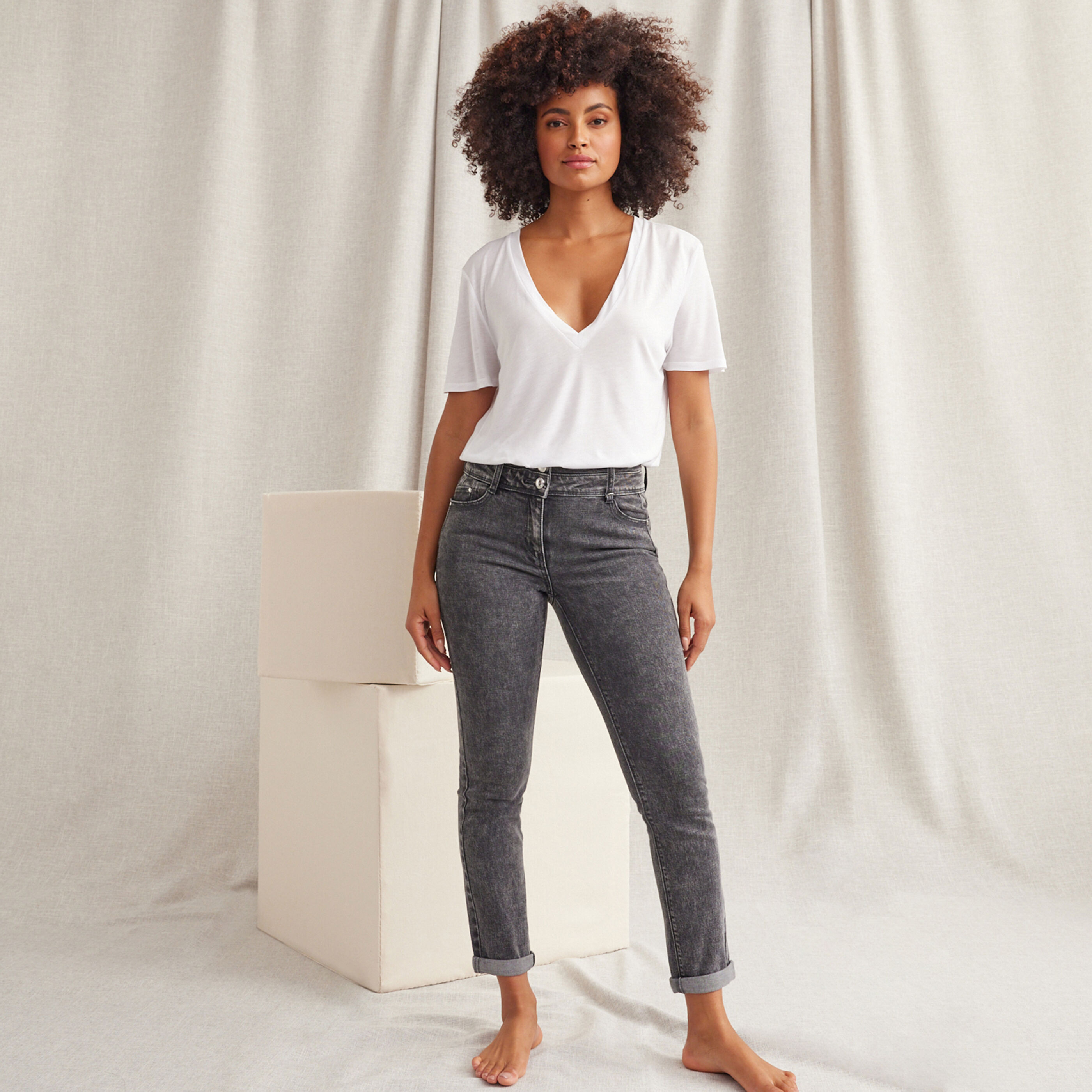 Jean taille shop haute pas cher