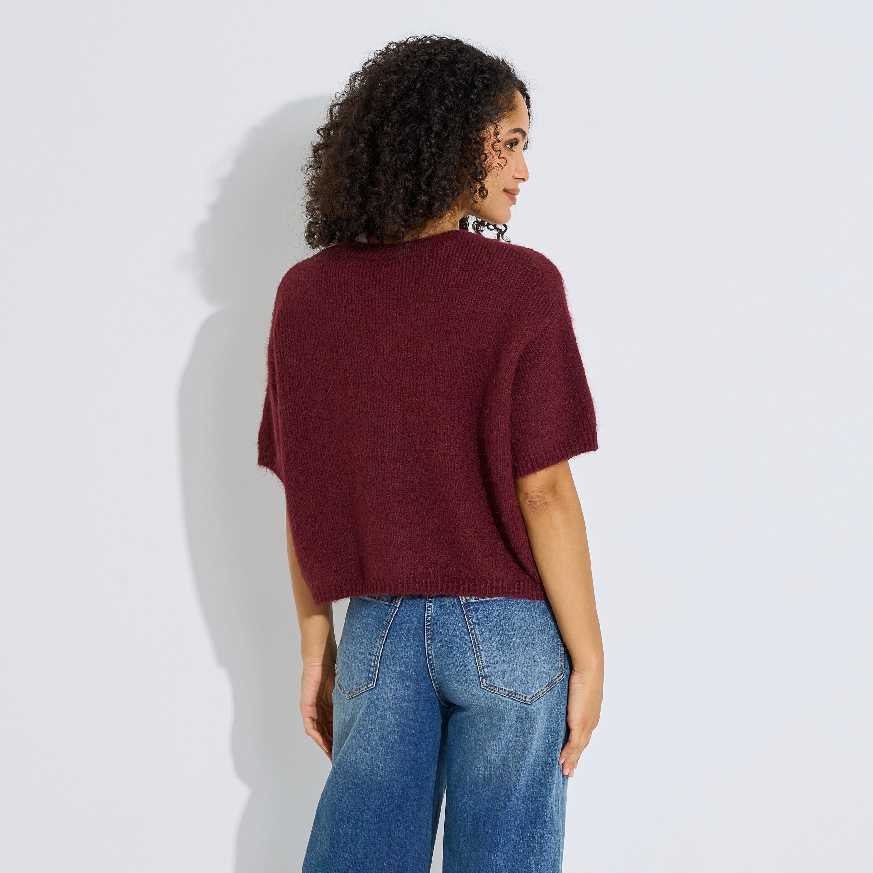 Gilet boutonn&eacute; manches courtes femme