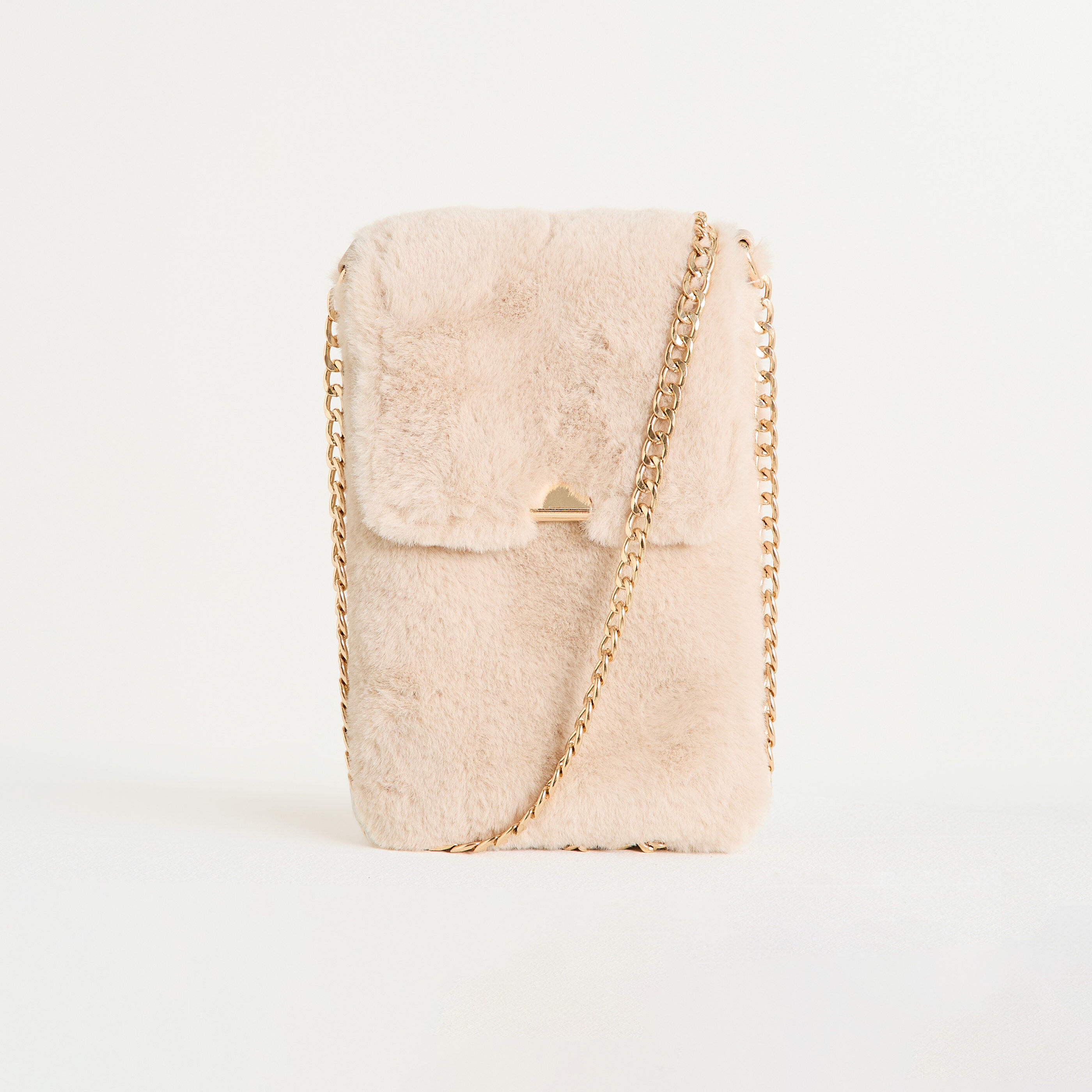 Pochette t&eacute;l&eacute;phone imitation fourrure