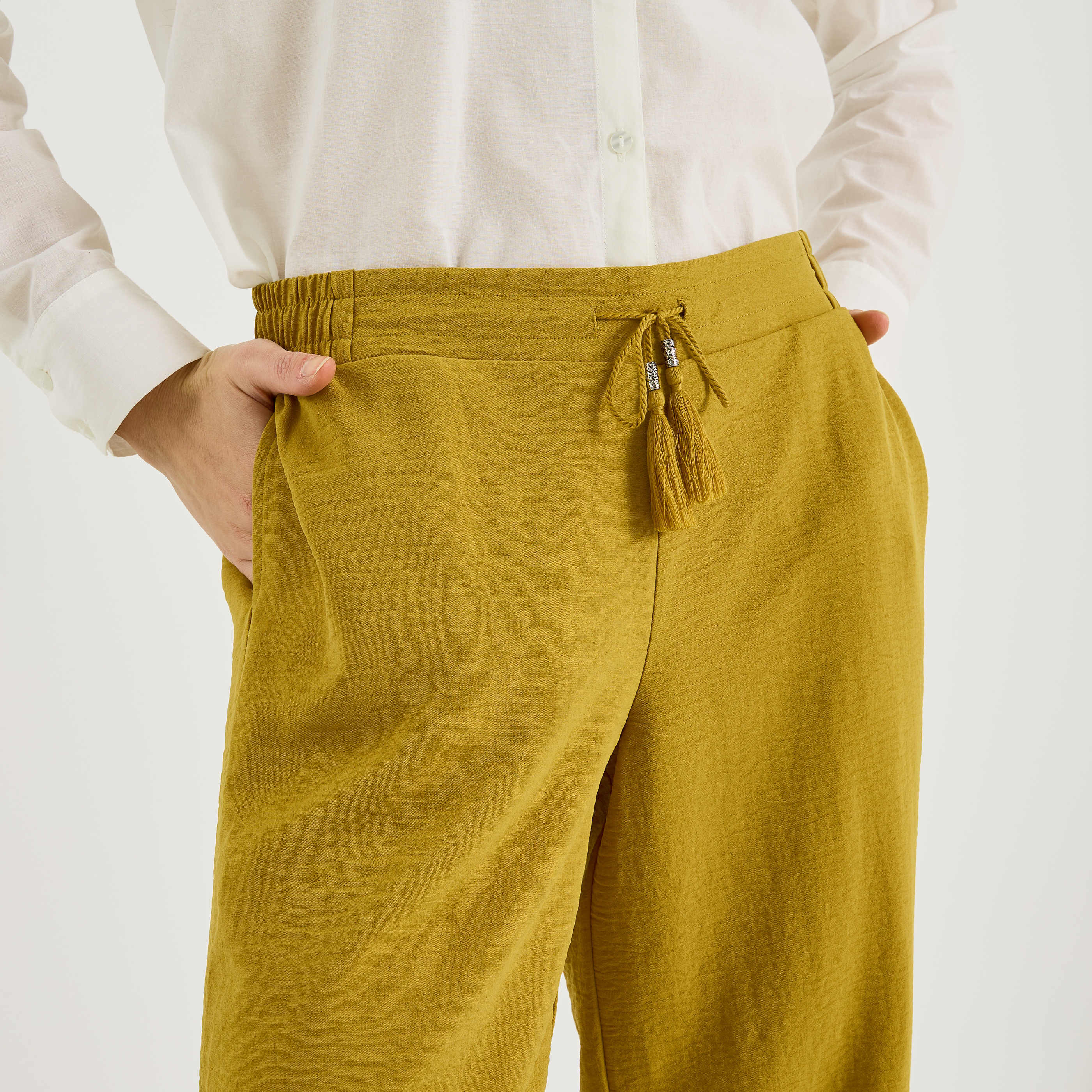 Pantalon fluide taille &eacute;lastiqu&eacute;e femme
