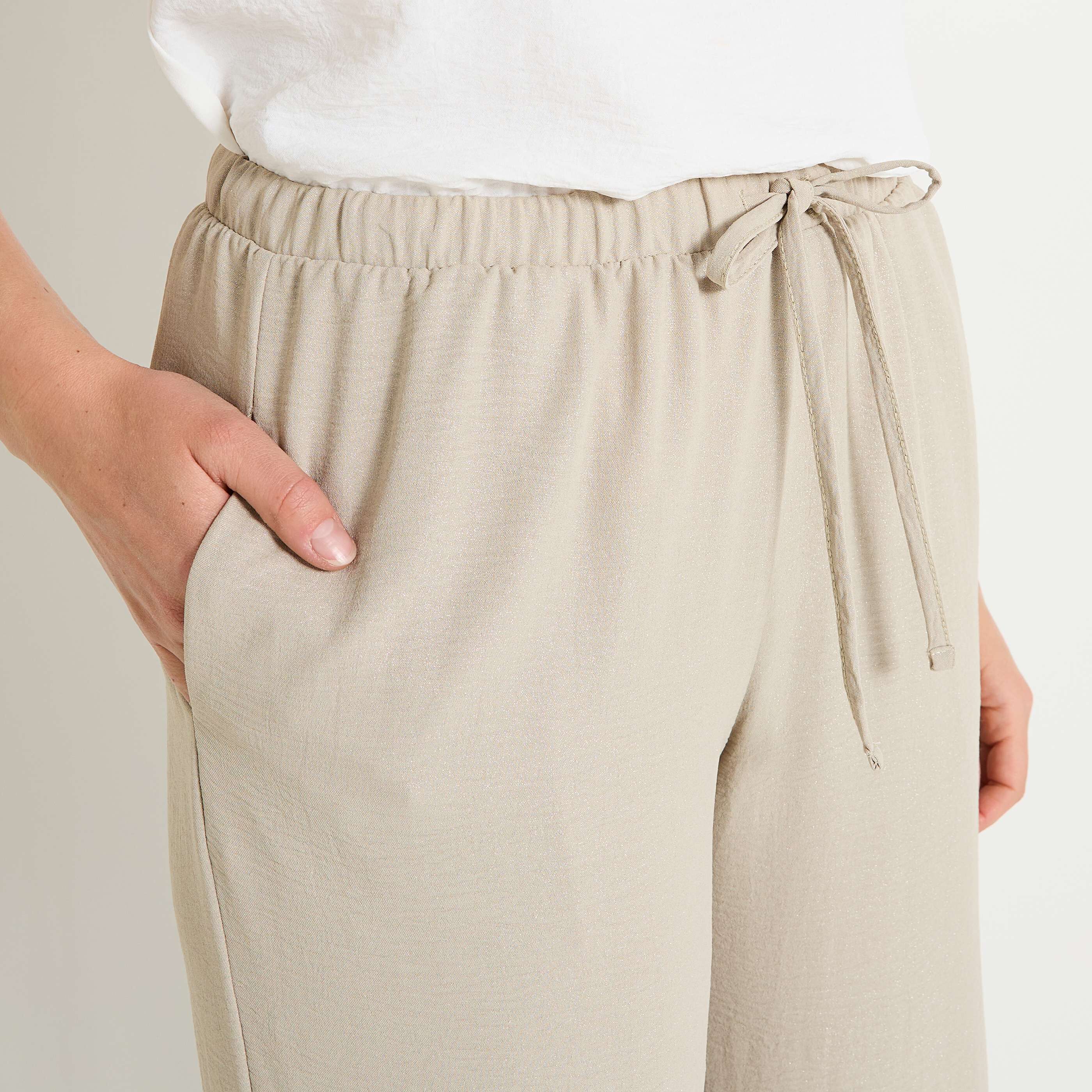 Pantalon large iris&eacute; femme