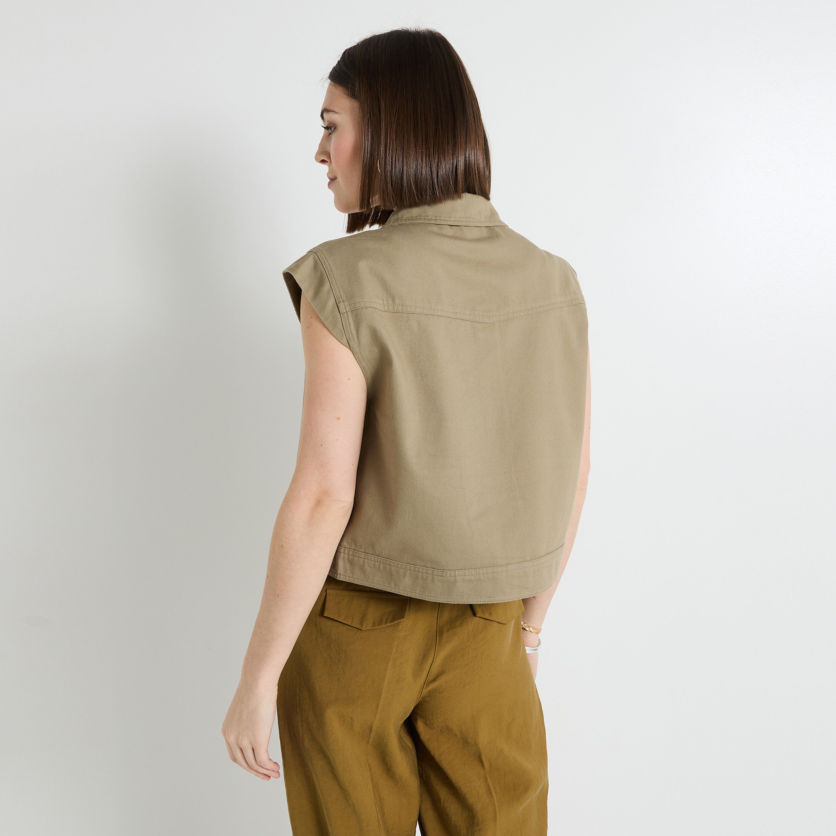 Veste denim sans manches femme