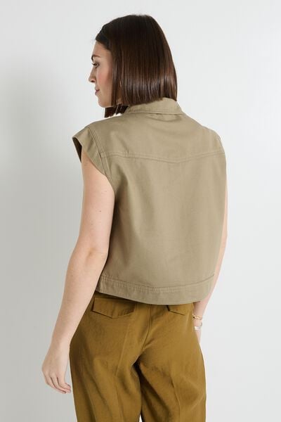 Veste denim sans manches femme