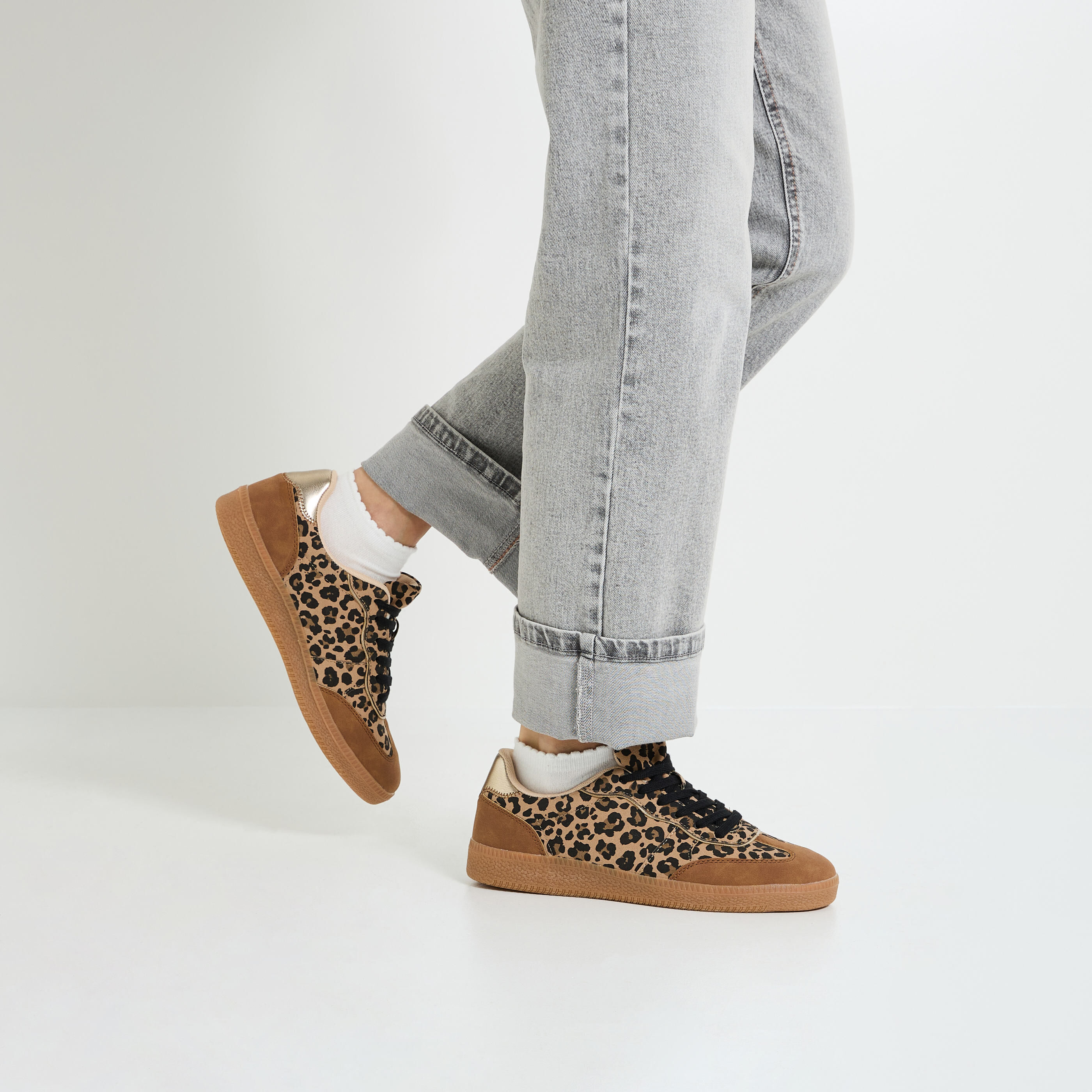 Baskets imprim&eacute; l&eacute;opard femme