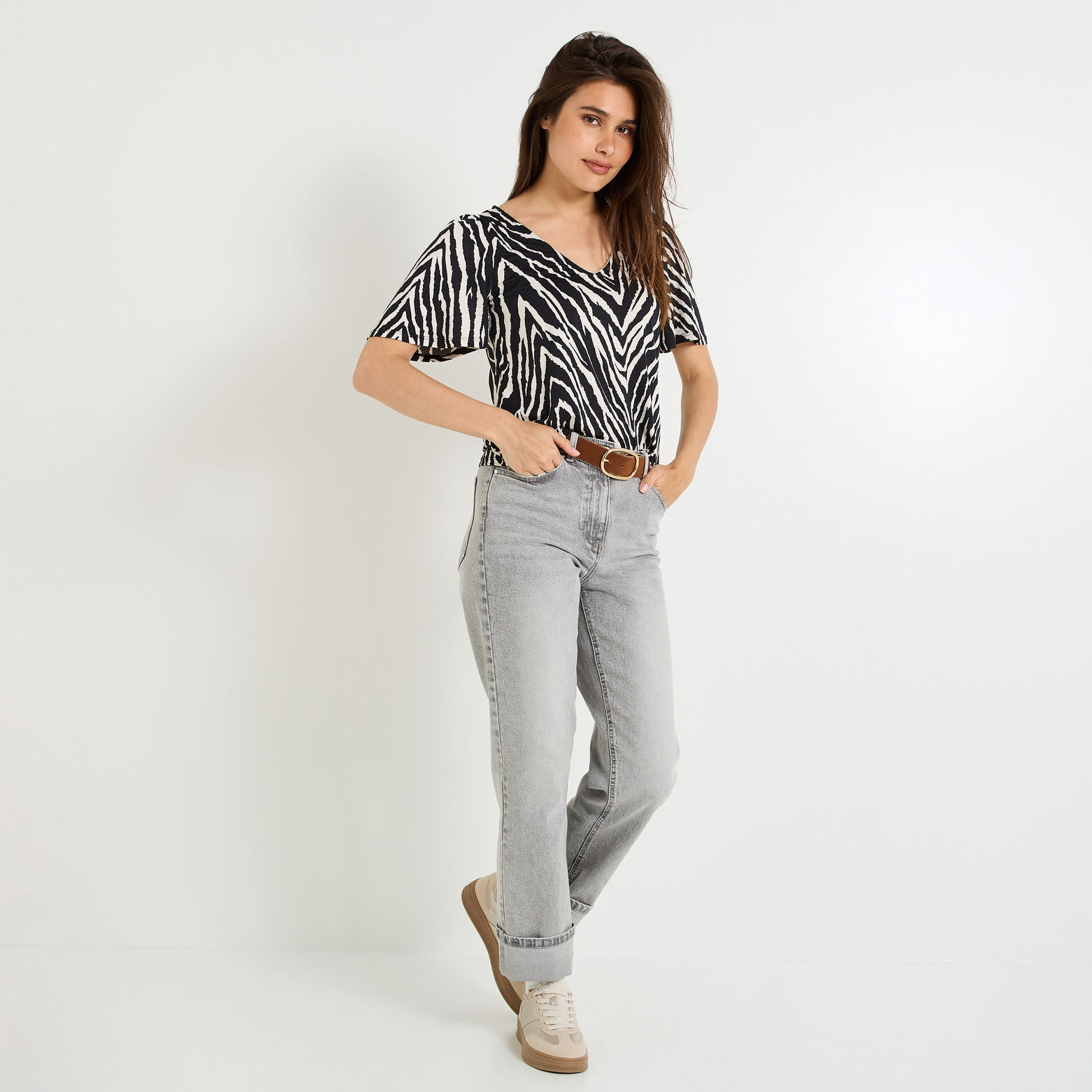 T-shirt imprimé zébré femme