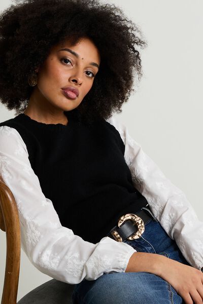 Pull bi-matière femme