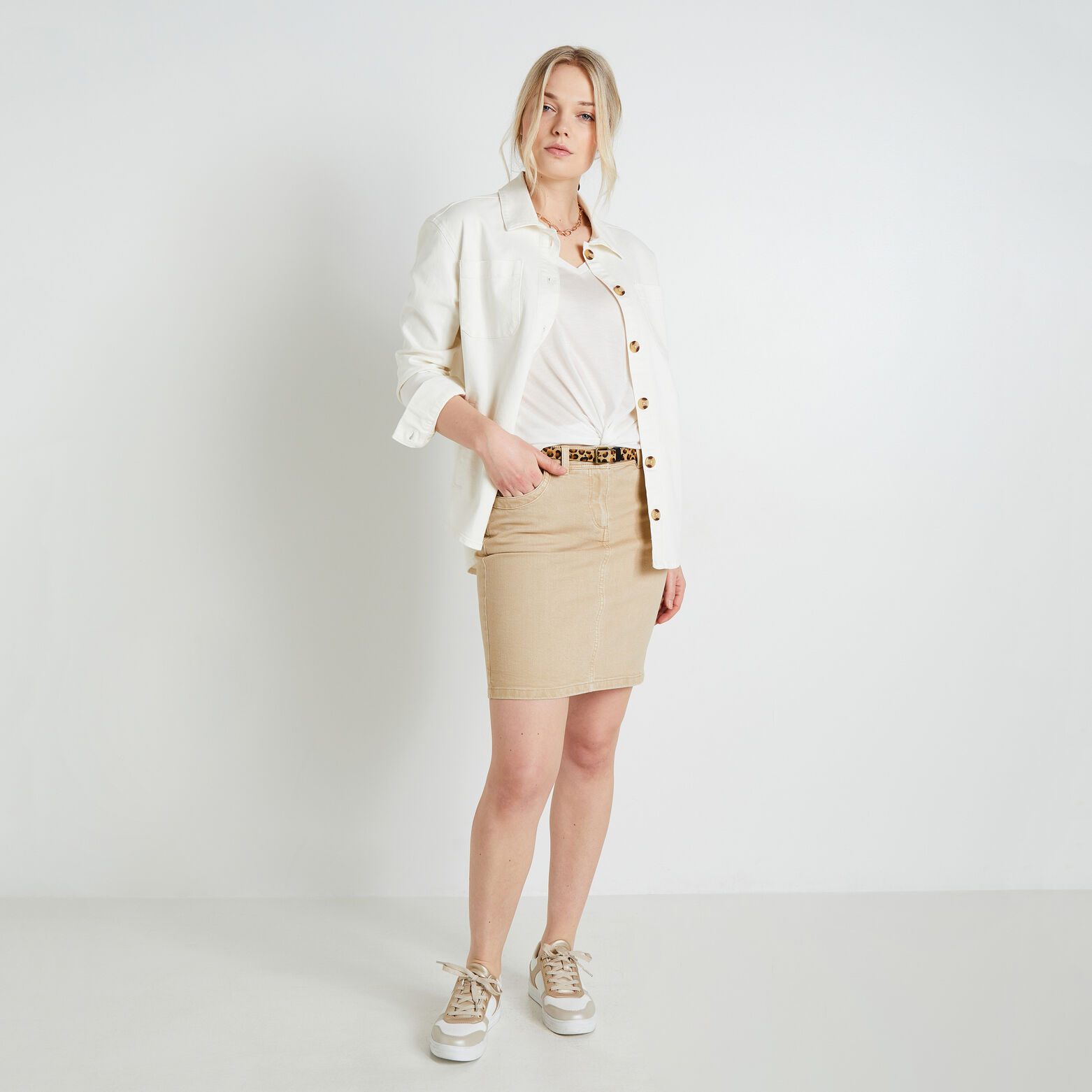Jupe denim couleur femme