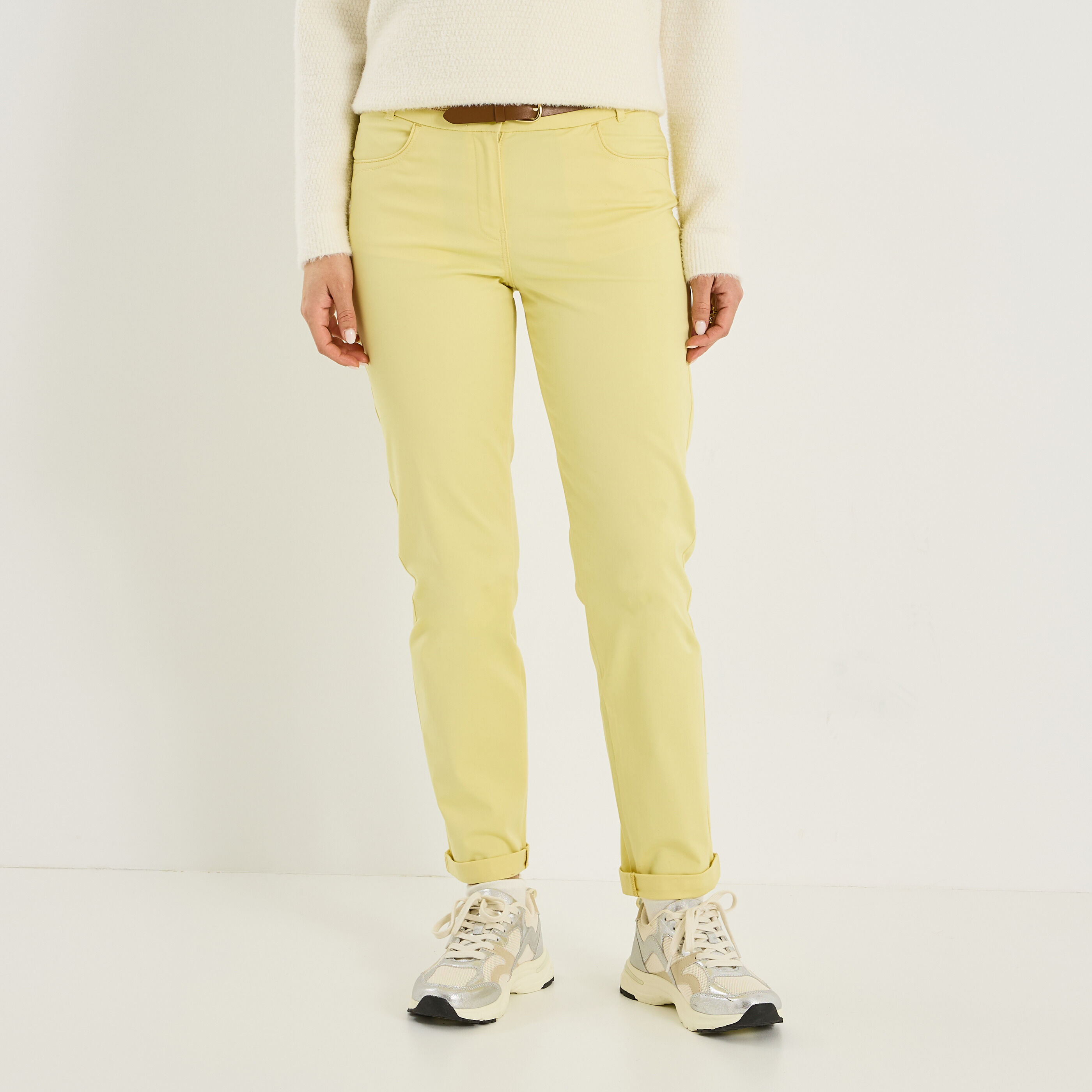 Pantalon chino uni femme