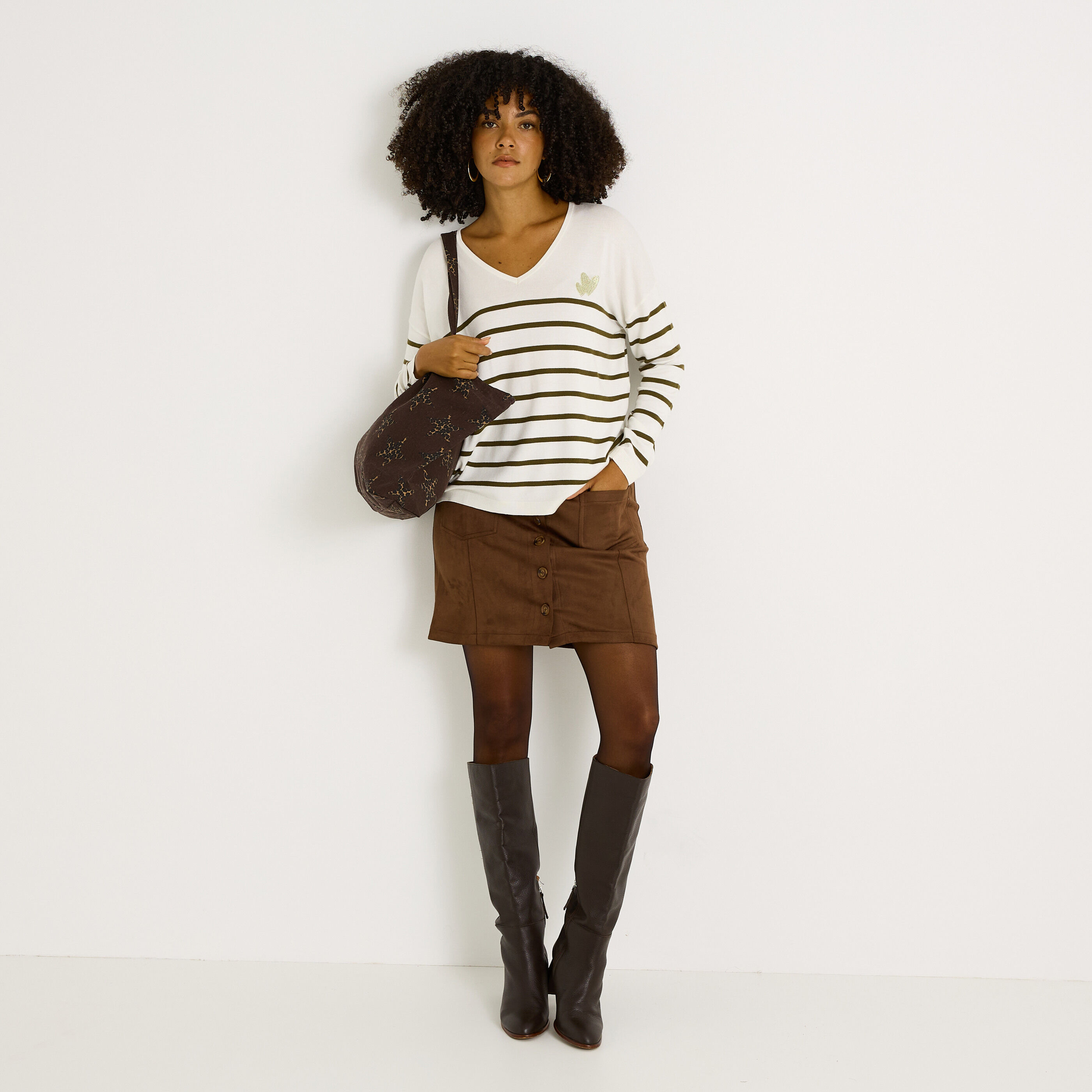 Pull loose &agrave; rayures femme