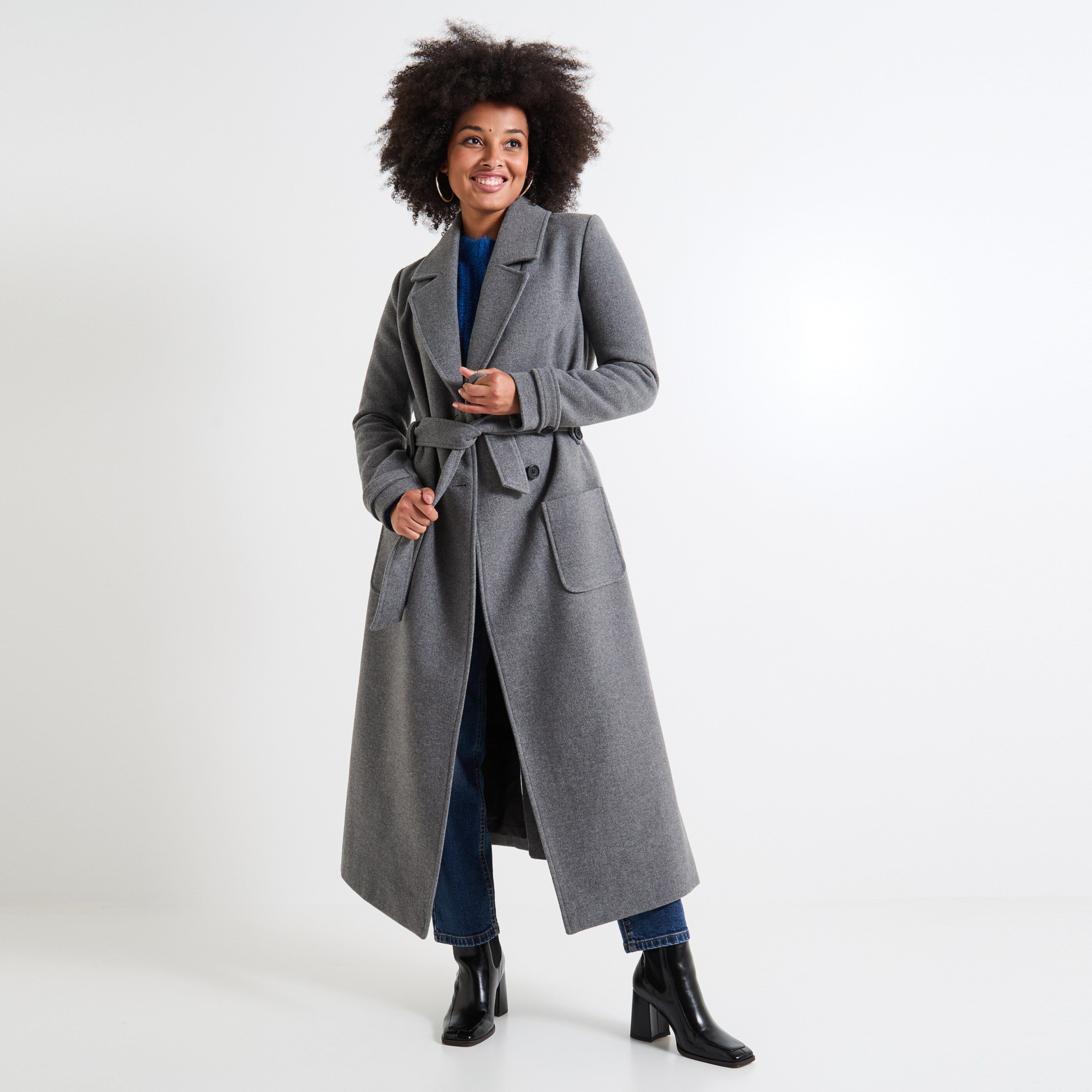 Manteau long femme GRIS CHINE Graindemalice