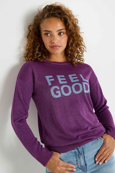 Pull brillant à manches longues femme