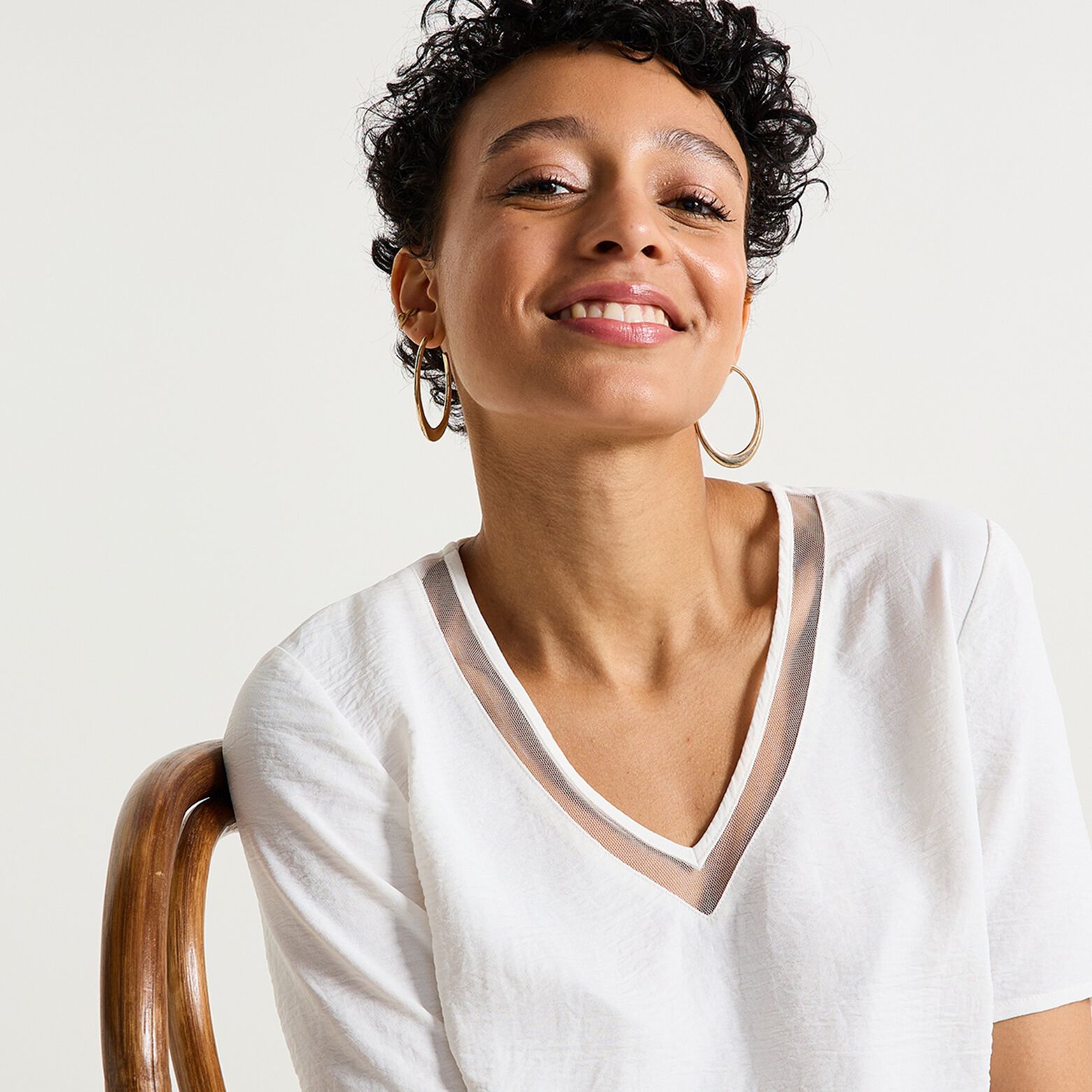 Blouse col V femme