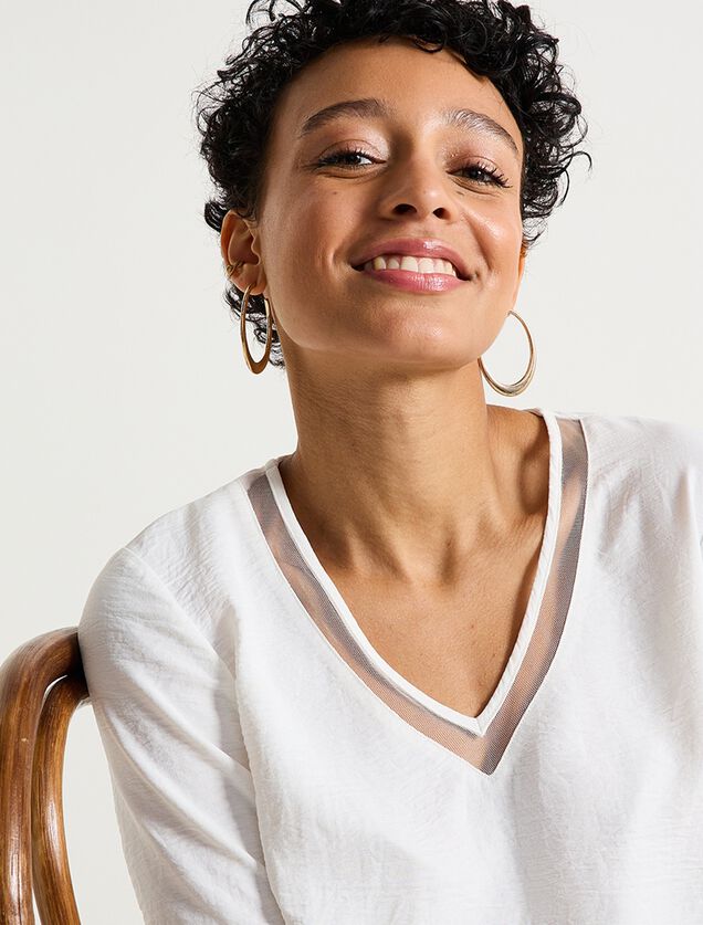 Blouse col V femme