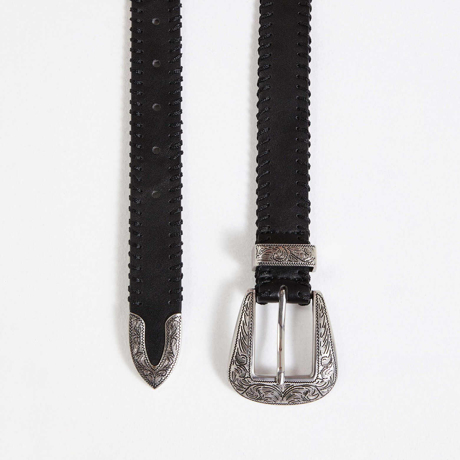 Ceinture boucle argentée femme
