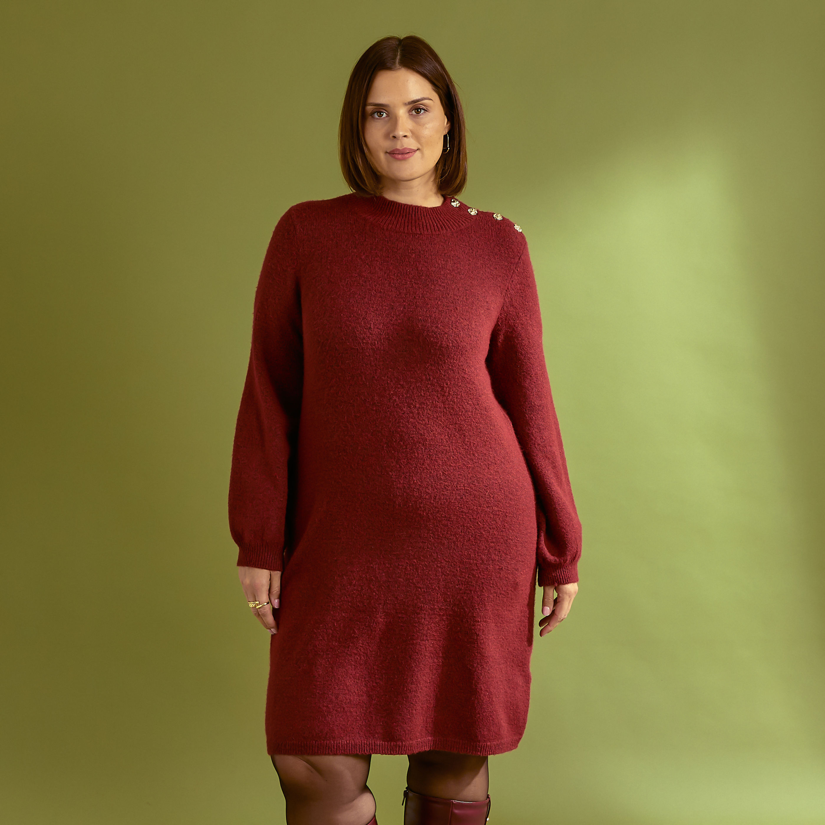 Robe pull col montant femme