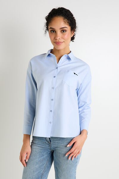 Chemise broderie coeurs femme