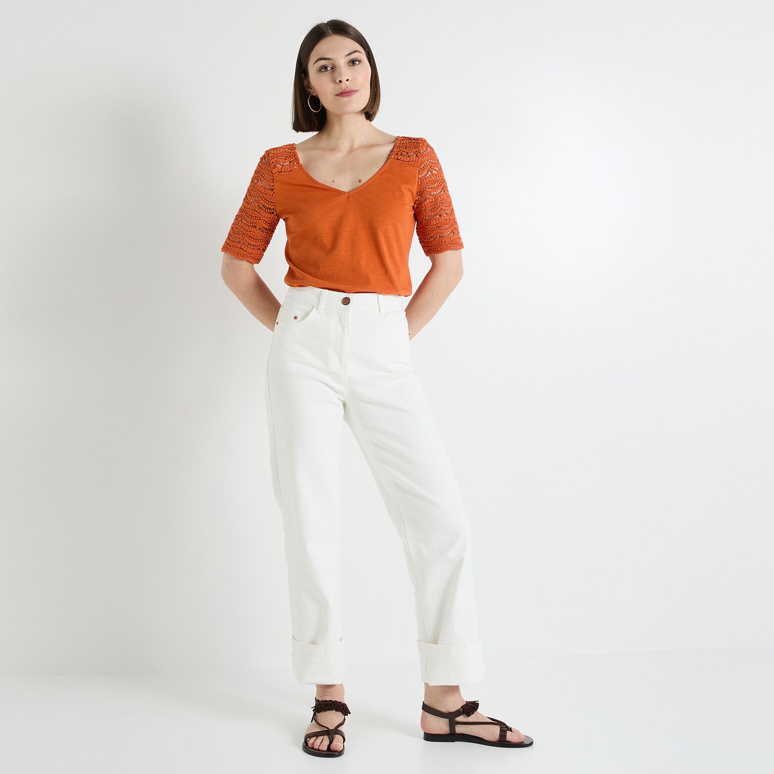 T-shirt col V femme